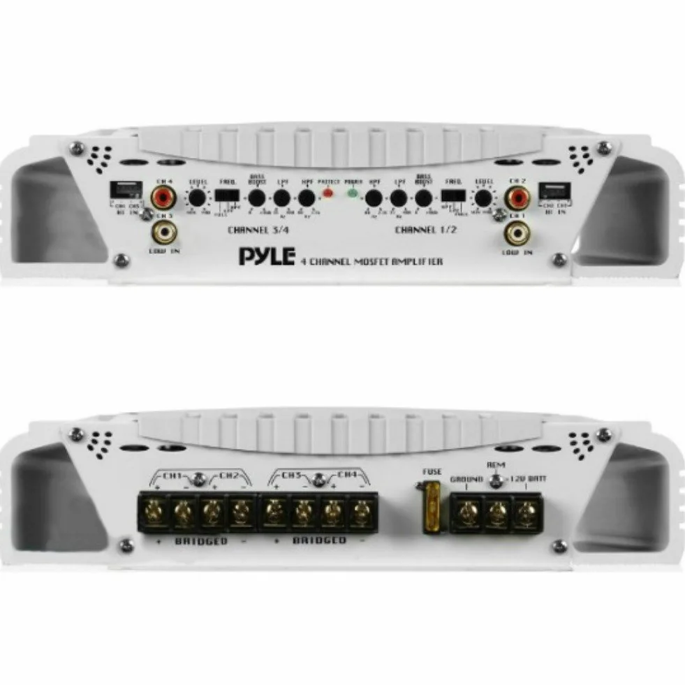 AMPLIFICATEUR Marin pour Usage Nautique PYLE PLMRA420 DE 500 Watt RMS ET 1000 Watt Max 4 CANAUX pour Bateau Piscine RÉSISTANTE À l'eau pour Bateaux OU LOCAUX en Plein AIR IMPERMÉABLE