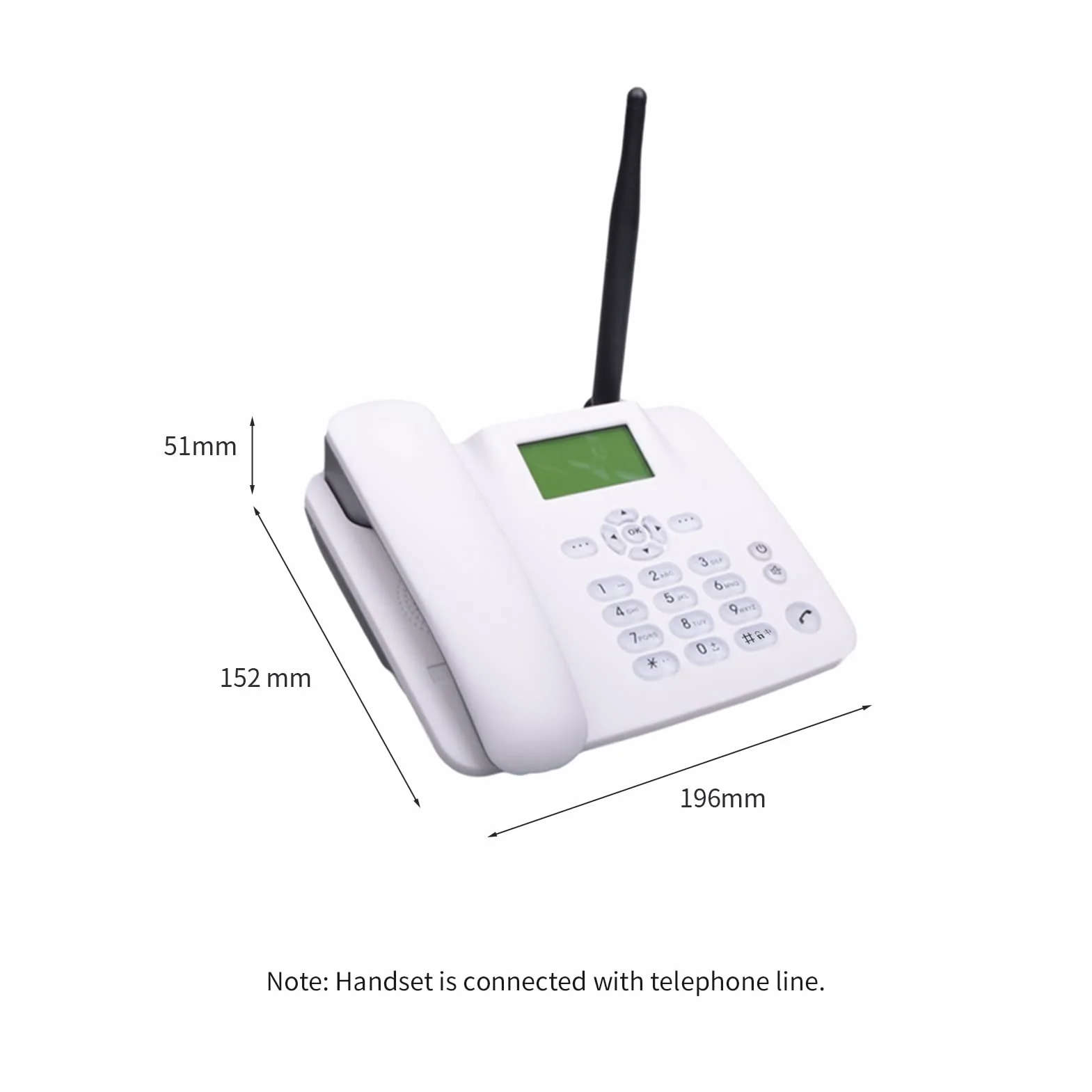 Téléphone Fixe sans Fil 4G Support de Bureau GSM 850/900/1800/1900MHz Carte SIM Antenne Radio-Réveil Fonction SMS pour Maison Centre d'appels