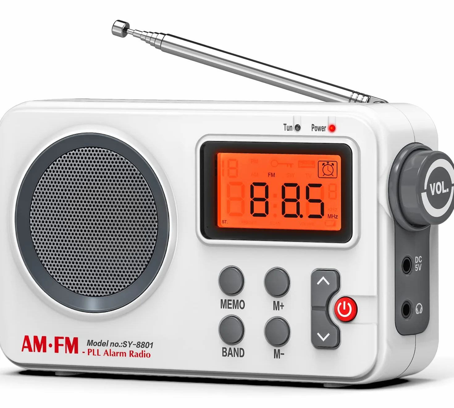 Tendak Petite Radio Portable FM/AM MW Transistor avec Grand écran Réveil Prise Casque