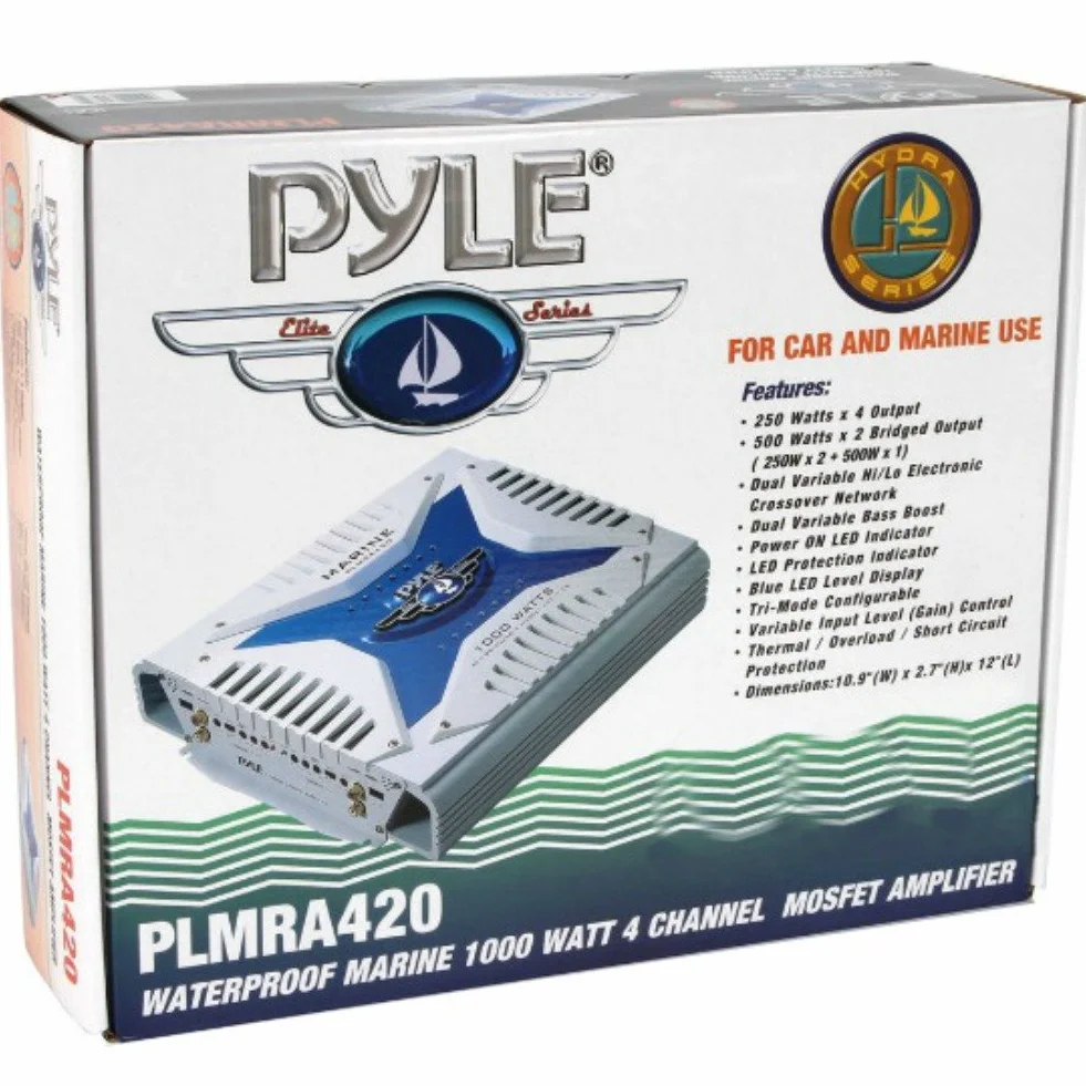AMPLIFICATEUR Marin pour Usage Nautique PYLE PLMRA420 DE 500 Watt RMS ET 1000 Watt Max 4 CANAUX pour Bateau Piscine RÉSISTANTE À l'eau pour Bateaux OU LOCAUX en Plein AIR IMPERMÉABLE