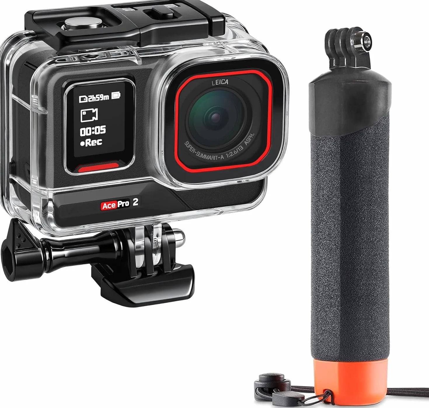 FitStill Kit de plongée pour Insta 360 ace Pro 2/ace Pro, boîtier étanche 50 m/164FT + poignée Flottante, pour Photographie sous-Marine Ace Pro 2 Accessoires