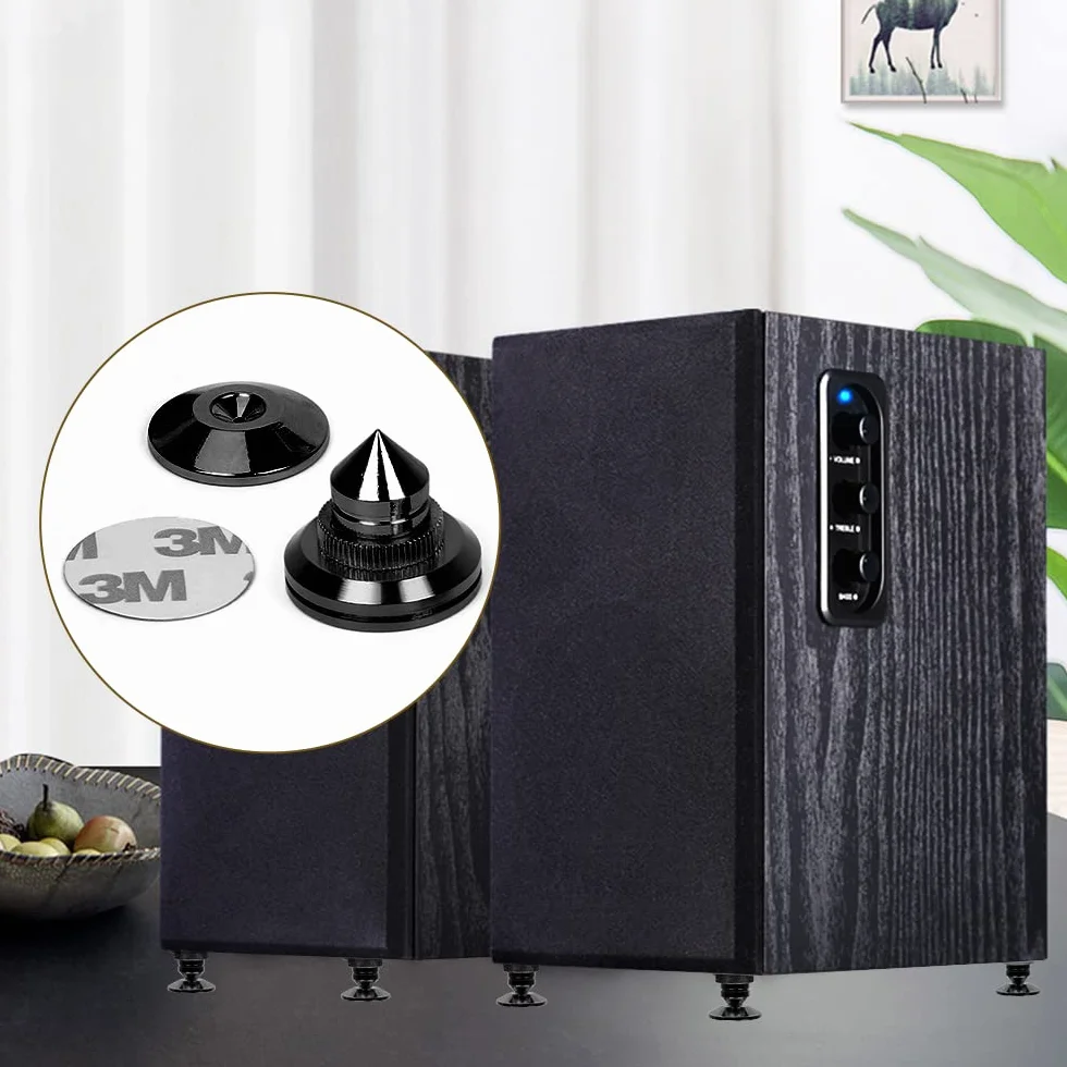 Pointes pour Enceintes Noires Anti-Vibrations Hi-Fi 8 pièces