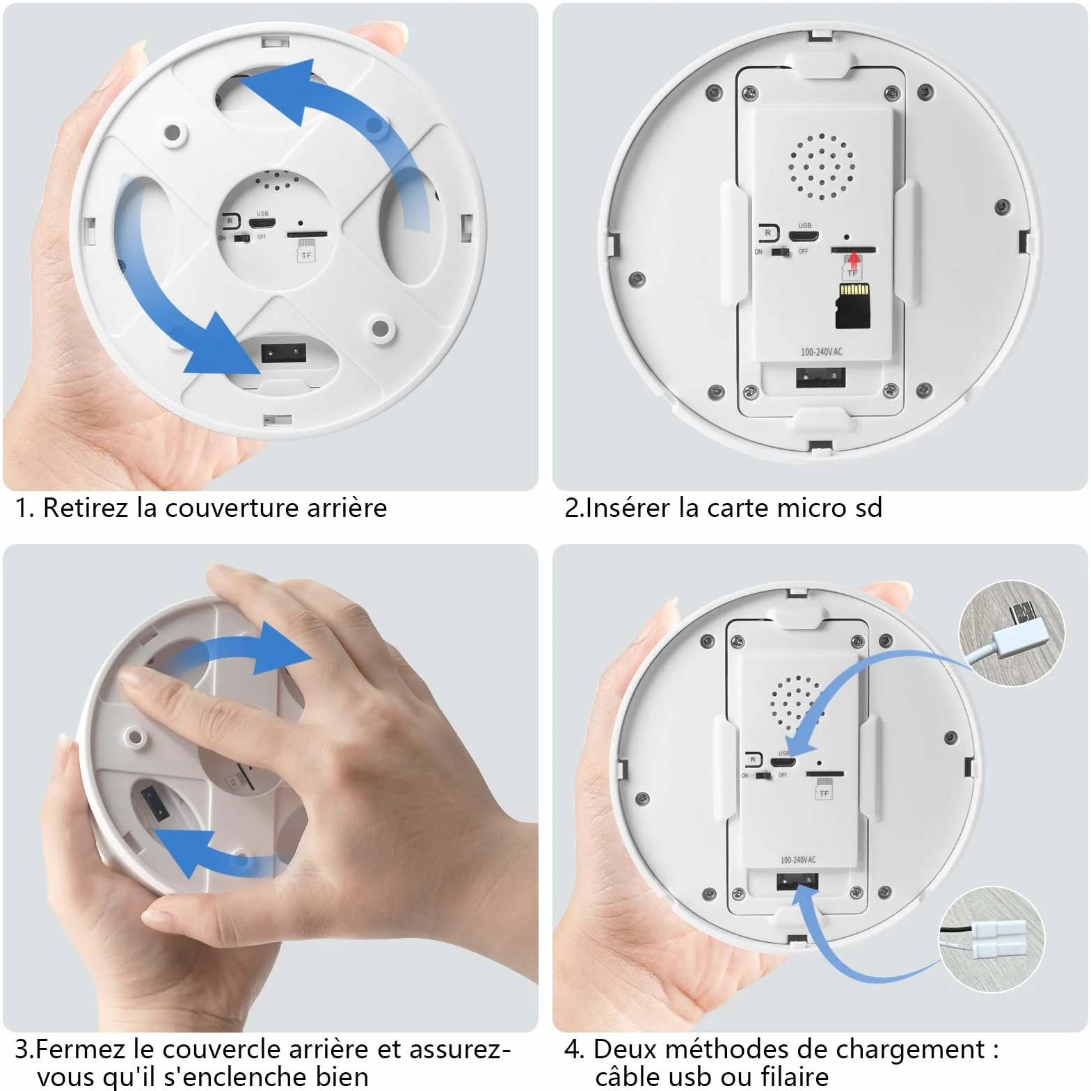 Caméra Cachée Wifi, Détecteur de Fumée Caméra Espion, Caméra Cachée Espion | Mini Caméra Cachée Espion Wifi 2.4 & 5Ghz avec Vision Nocturne et Détection de Mouvement pour APP Vue à Distance