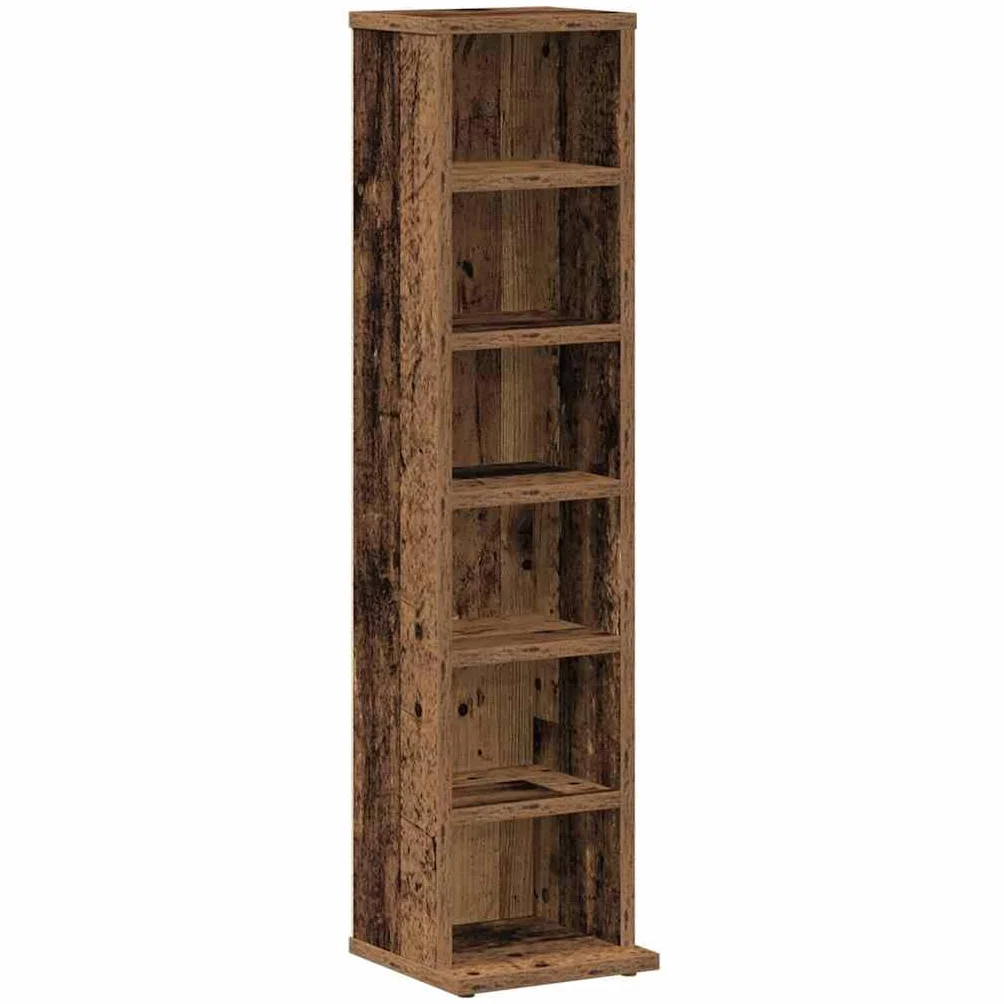 Tomostar Étagère Colonne à CD/DVD, Meuble de Rangement CD et DVD Armoire à CD Étagère Bibliothèque vieux bois 21x20x88 cm bois d'ingénierie