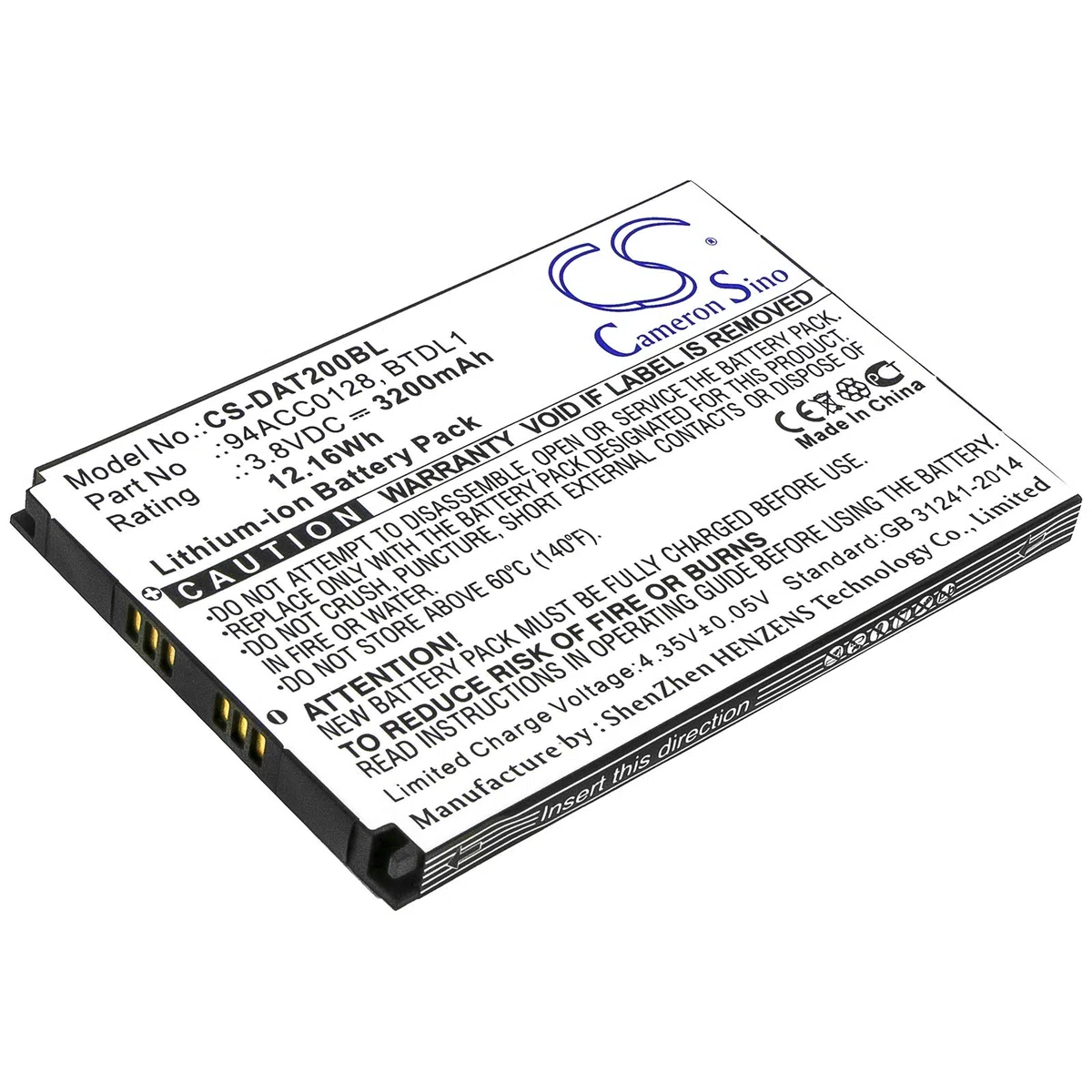 TECHTEK Batterie remplace 3H21-00000491, pour 94ACC0128, pour 94ACC0129, pour BTDL1 Compatible avec [DATALOGIC] Axist, DL-Axist