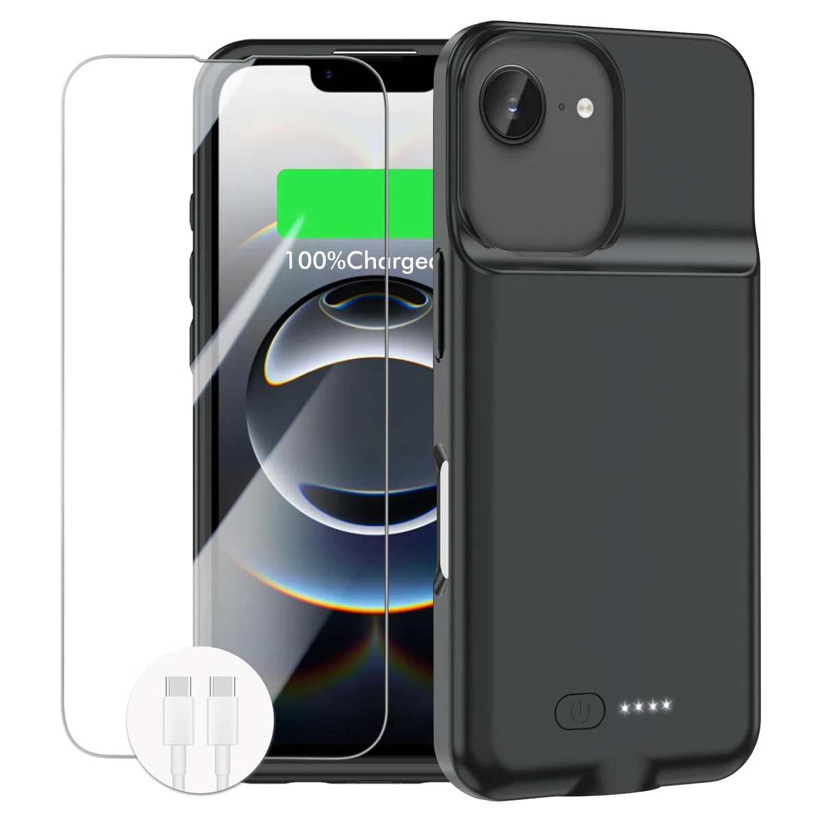 GIN FOXI Coque de batterie pour iPhone 16/16e [2026] Coque de chargement rapide 8500 mAh Ultra fine et légère Batterie rechargeable en TPU anti-chute Puissante boîte à jus pour iPhone 16/16e (6,1