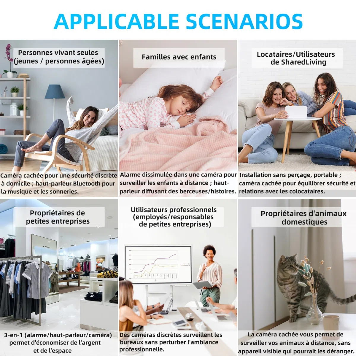 Camera Espion Réveil WiFi 4K Discret sans Fil | mini camera espion sans fil, lecteur Bluetooth, vision infrarouge, détection mouvement BT, mini camera, accès distant app
