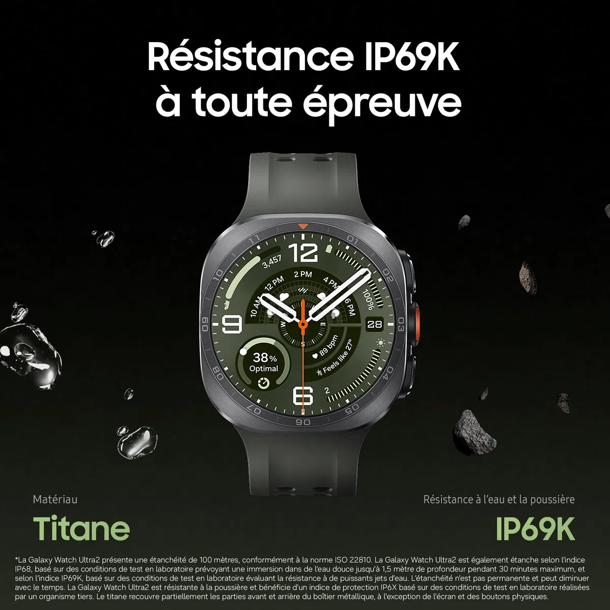 Samsung Galaxy Watch Ultra2, Connectivité 4G LTE, 47 mm, Noir Titane | Montre Sport pour le Trail, la Plongée, le Cyclisme avec Suivi Samsung Health, Batterie de 800 mAh, Recharge Rapide
