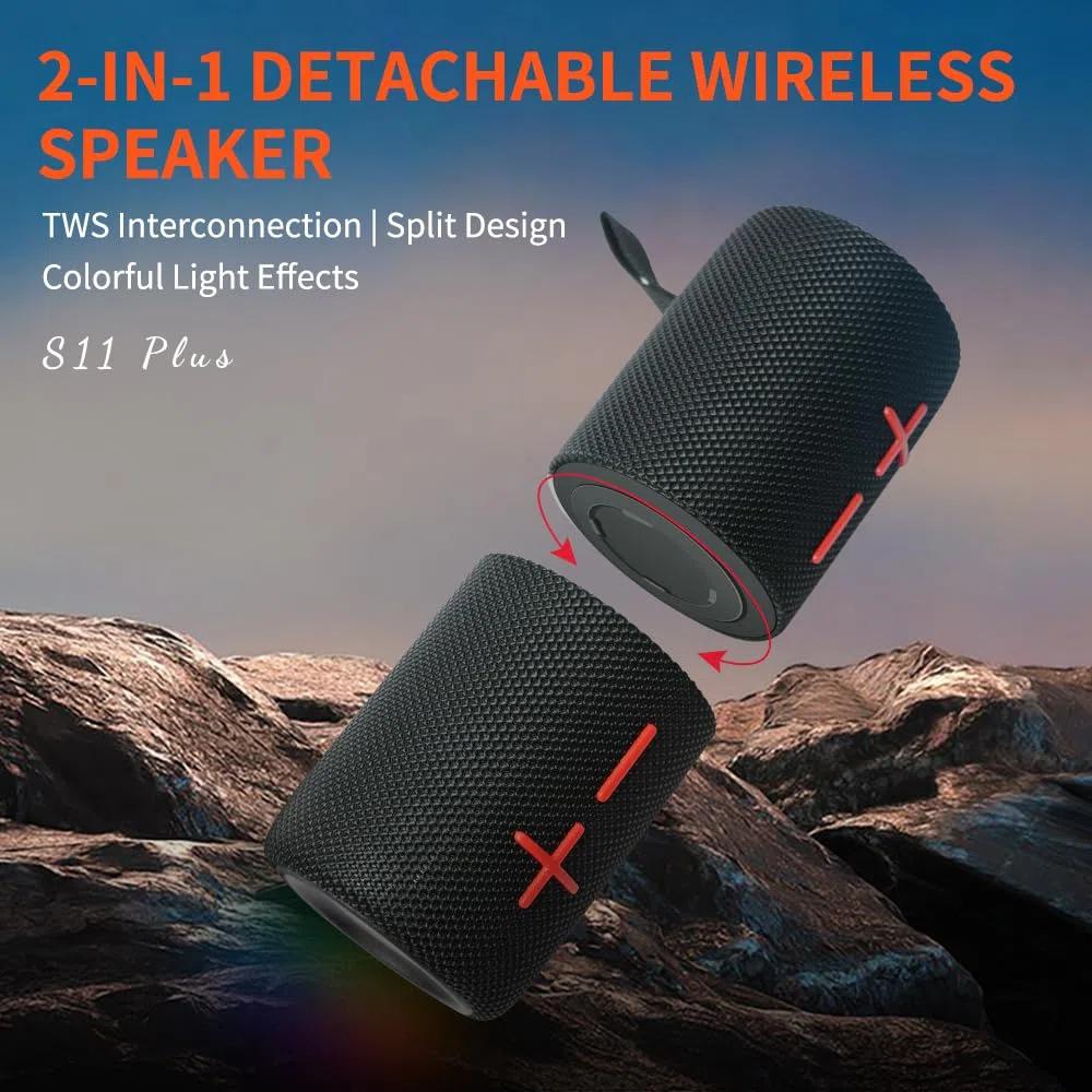 CYBORIS Double haut-parleur Bluetooth 2 en 1 40 W étanche sans fil V5.3 basses profondes son stéréo puissant 24 h lecture véritable appairement