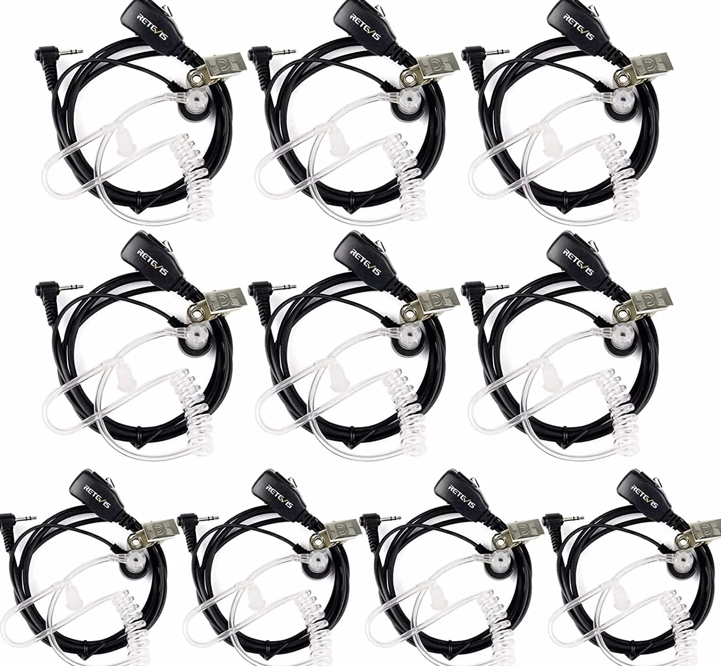 Retevis Talkie Walkie Écouteur, Oreillette Compatible RT45 Motorola TLKR T80 Extreme T92 H20 T62 T80 T80ex T82 T82 Extreme T82ex T81 Hunter, 1 Broche 2,5mm Casque Écouteurs (10 Pcs)