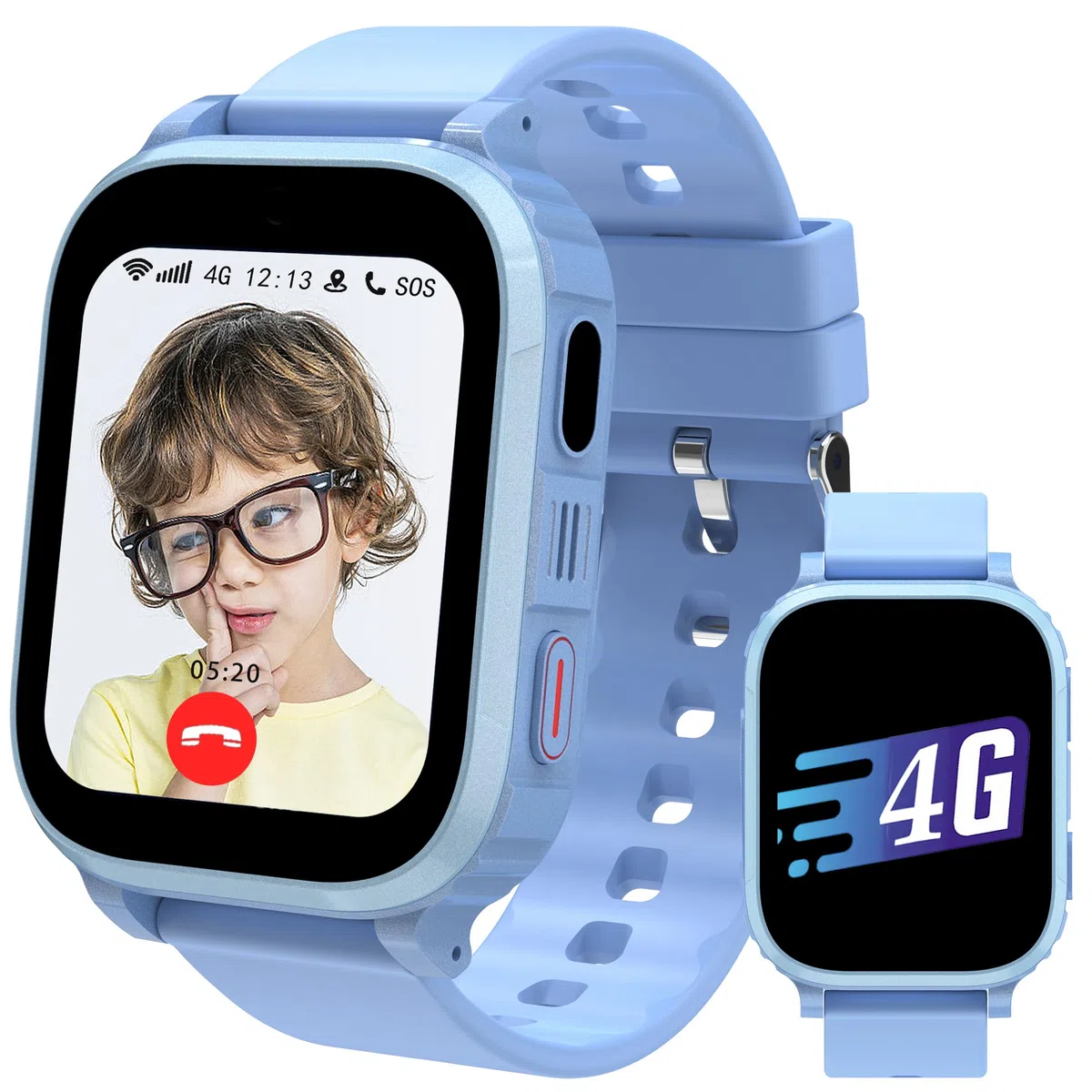4G Montre Connectée Enfant avec GPS, Montre GPS Enfant Tracker avec Appel Vidéo Téléphone Chat Vocal SOS Réveil Appareil IP68 Mode Classe Jeux, Smartwatch Cadeau pour Filles et Garçons