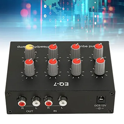 Égaliseur Sonore 7 Bandes, Entrée de Sortie, Réglage des Basses élevées 12 DB, égaliseur Numérique à Deux Canaux, Interface 3,5 Mm, pour L'enregistrement, Le Streaming, Le