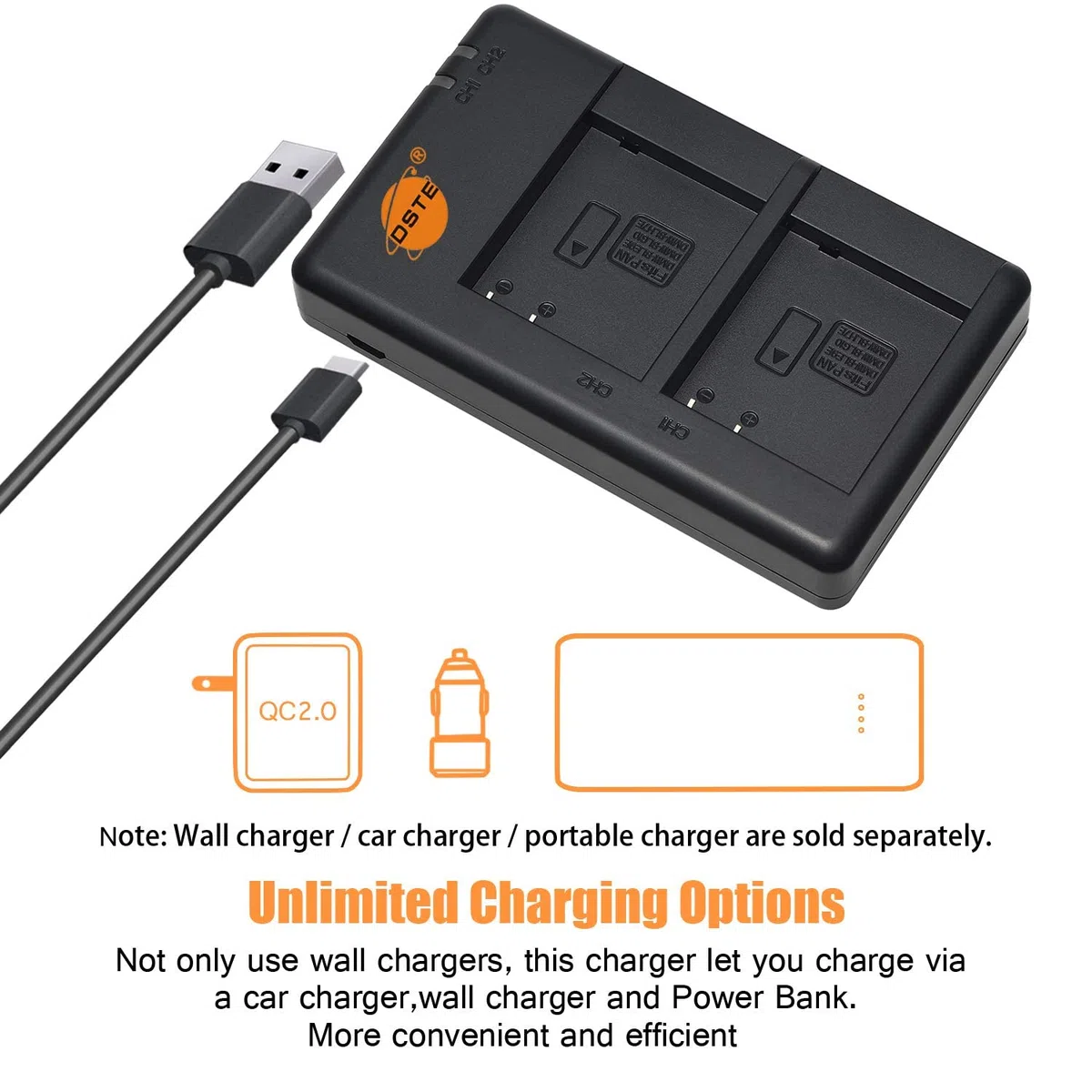 DSTE 2PCS DMW-BLH7E Batterie & Chargeur Compatible pour Panasonic Lumix DSC-GM1 DMC-GF7K DMC-GM1K