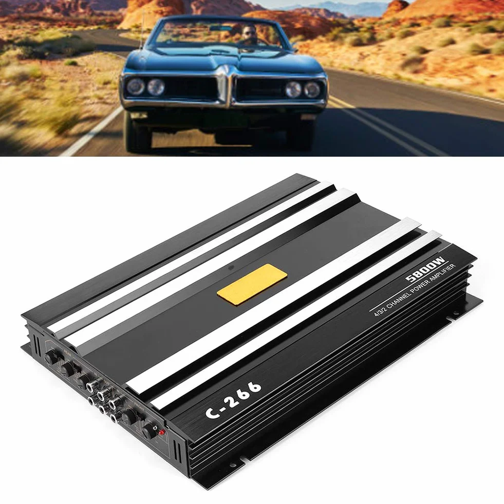 Qiilu Amplificateur Audio stéréo de Voiture, 12V 5800W Universel Voiture Camion amplificateur Audio stéréo amplificateur de Puissance de Haut-Parleur