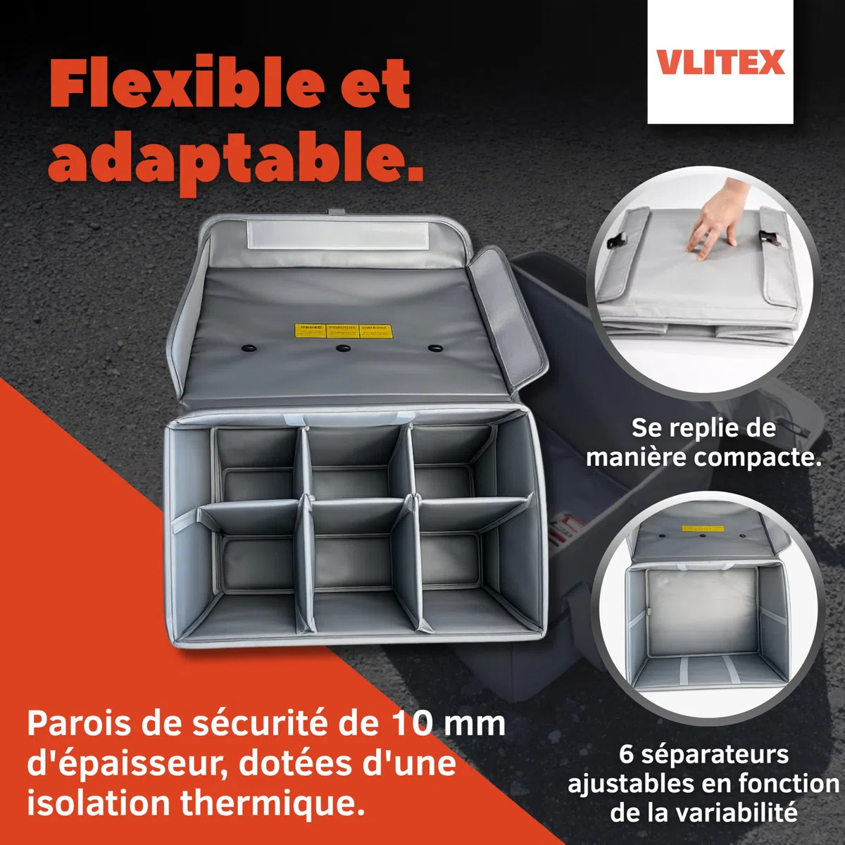 VLITEX Sac pour Batteries LiPo XL | Qualité supérieure | Tissu ignifuge | Sac de sécurité et protection pour stockage, charge, transport | Réduction des risques d’explosion | Lipo Safe Bag