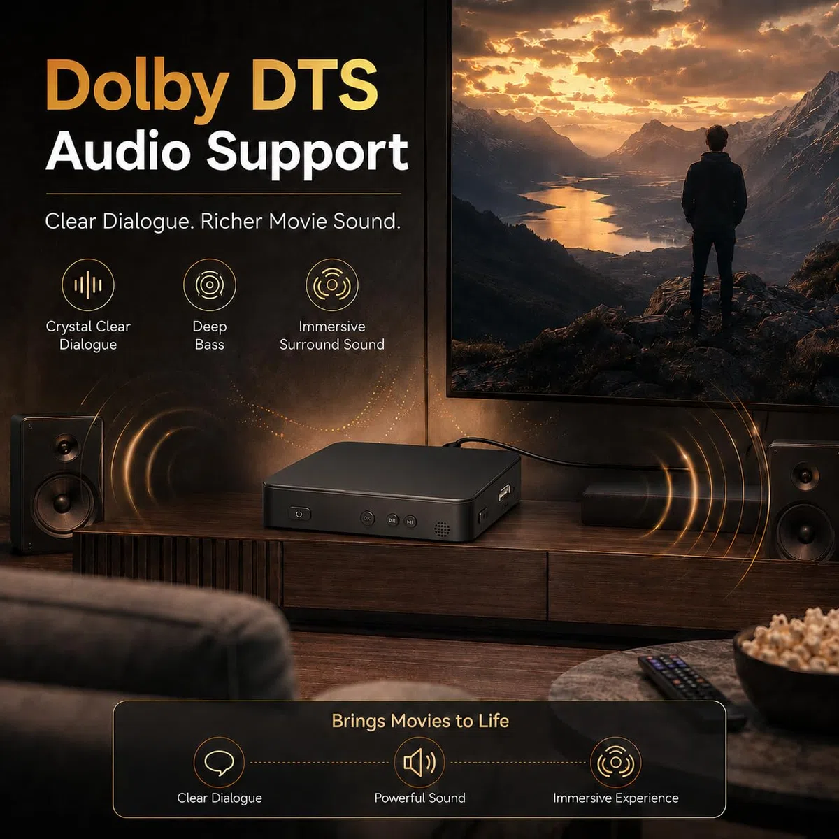 Lecteur DVD Blu Ray 1080P Full HD pour TV avec sortie HDMI AV | Dolby DTS Audio, lecture USB 128 Go, lecteur Blu-ray région A et lecteur DVD de région 1, prise en charge du cinéma maison