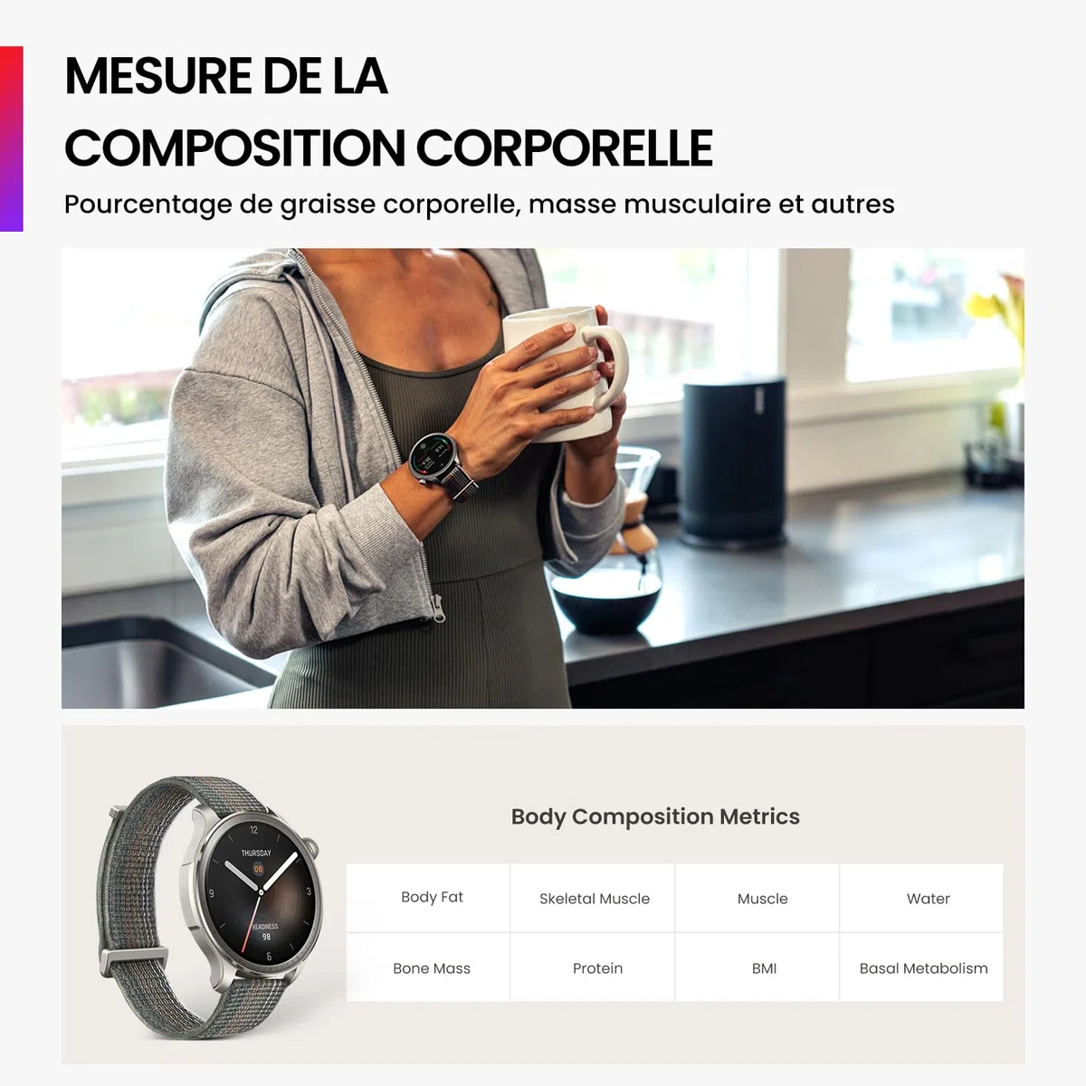 Amazfit Balance 46mm Montre Intelligente, Paiement sans Contact NFC, Fitness AI, Autonomie de 14 Jours, Surveillance du Sommeil et de la Santé, GPS, 150 Modes Sportifs, pour Android et iPhone