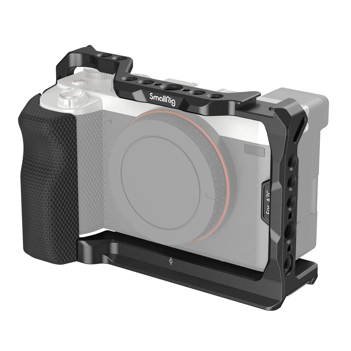 SMALLRIG A7C Cage avec Poignée Latérale en Silicone, Plaque à Dégagement Rapide pour Arca et Trous de Positionnement pour Arri, Support de Cold Shoe - 3212B