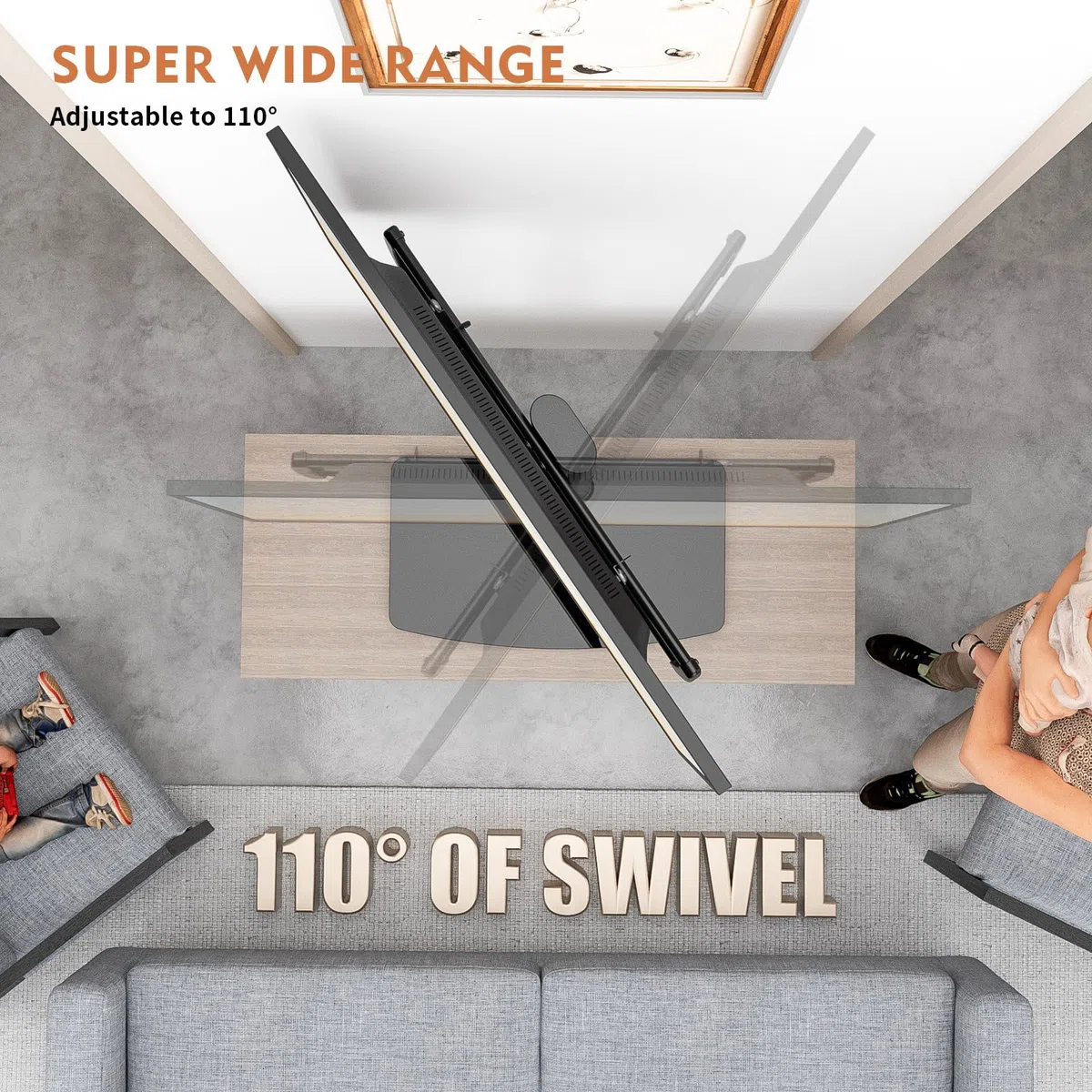 Support Universel Pieds Télé de 40 à 86 Pouce avec Réglable en Hauteur, Rotation de +/- 55 degrés pour TV Ecran LED LCD Plasma
