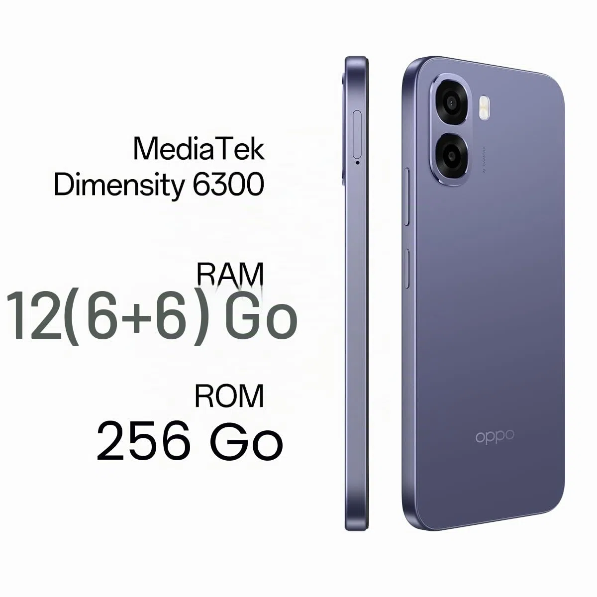 OPPO A6x 5G Smartphone débloqué avec IA, 6 Go RAM + 256 Go, batterie 6100 mAh, écran LCD HD+ 120 Hz, IP64, appareil photo 50 MP AI, double SIM, version espagnole - noir