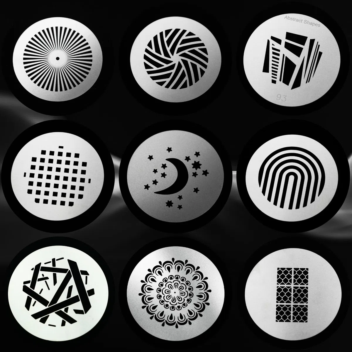 Kit de 18 Gobos ronds pour snoot optique, 66 mm, motifs de plaque métallique pour fixation de projecteur, compatible avec Godox BFP/OT1/OT1 Pro/II/Westcott Optical Spot/Aputure SE, pour portraits