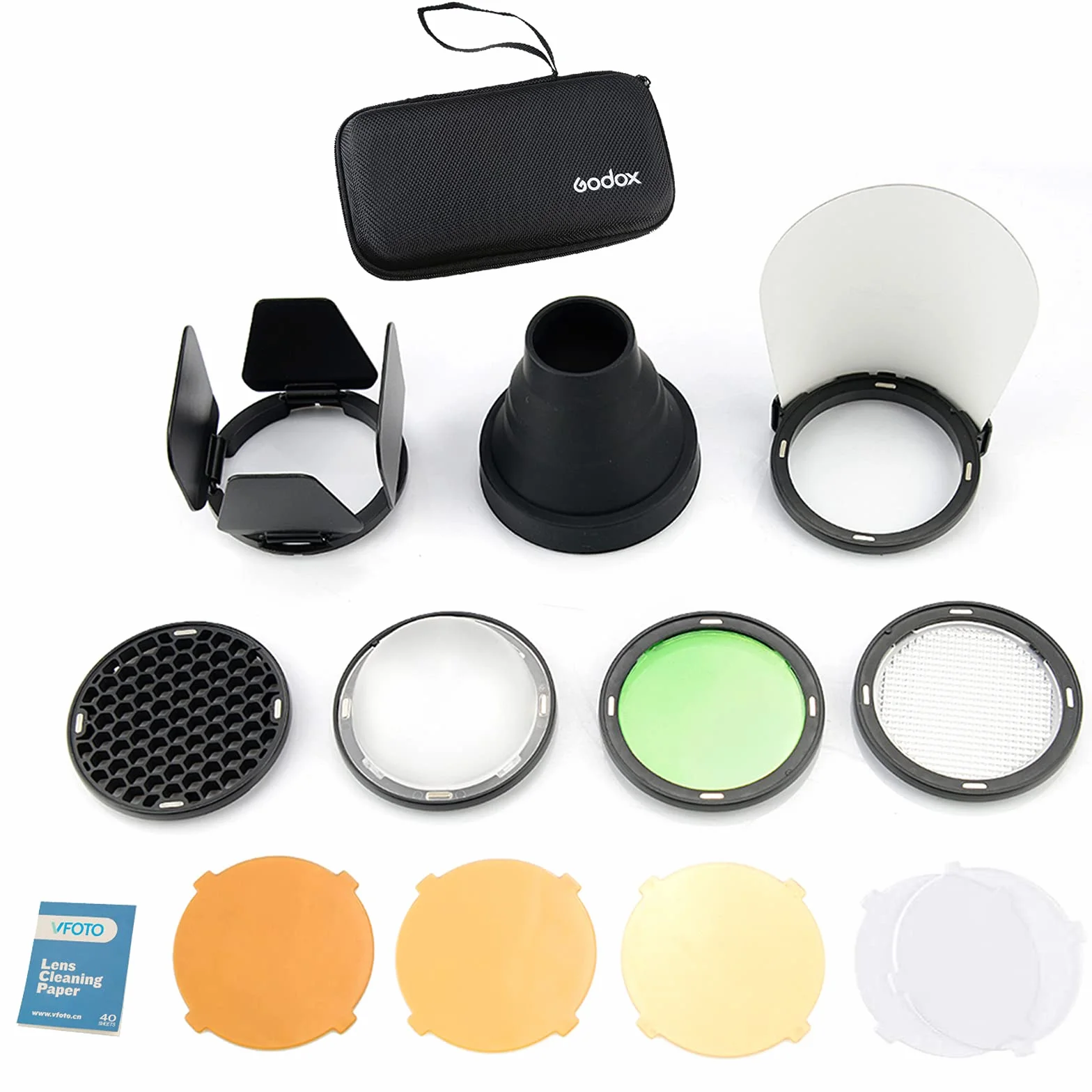 GODOX AK-R1 Kit D'accessoires Tête Flash Ronde, Interface Magnétique | Empilable pour Créer des Effets Lumineux Créatifs, pour Godox V1 V1Pro V100 V1mid AD100pro AD100proII H200R AD200 AD200ProII