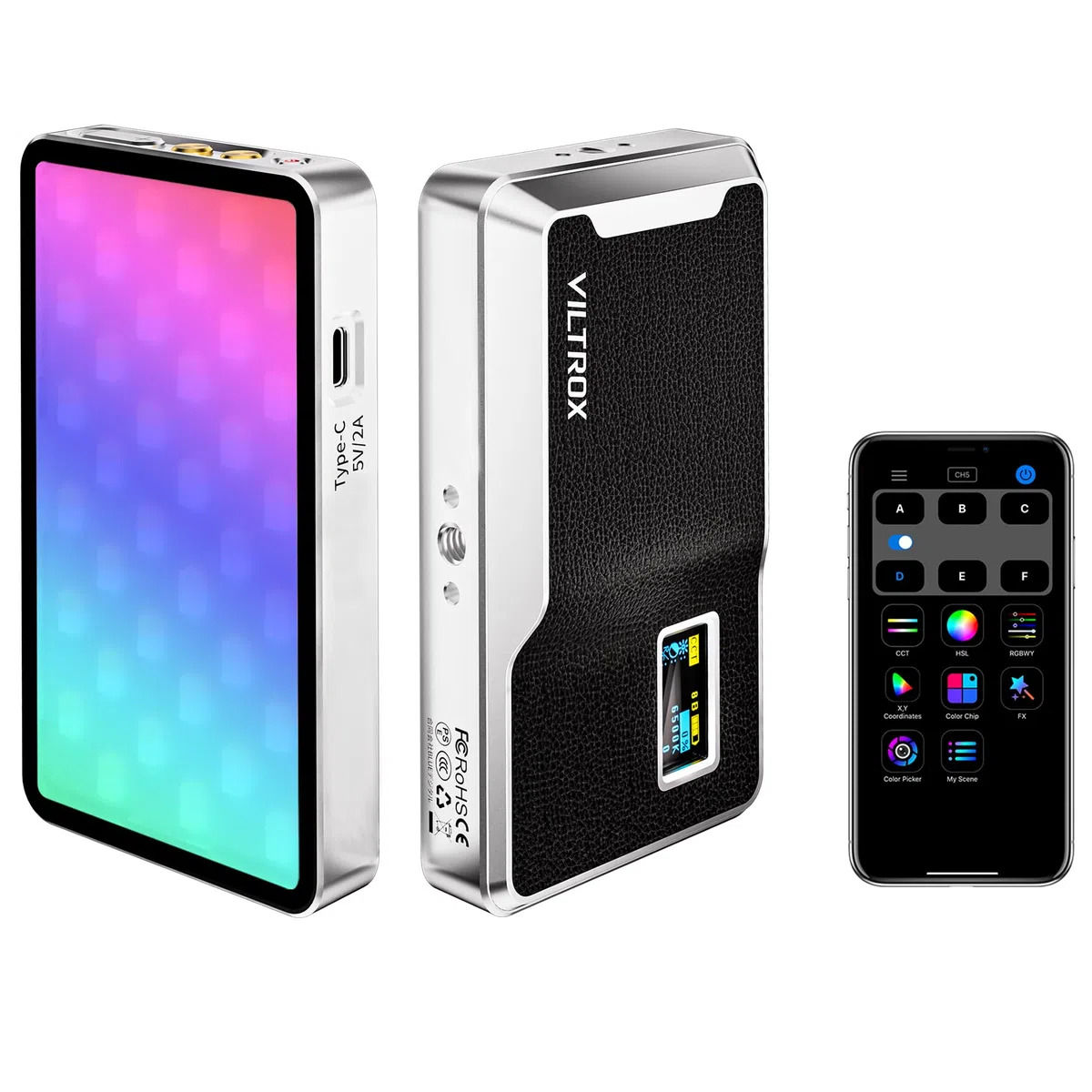 VILTROX 6000mAh lumière LED pour caméra, APP contrôle lumière vidéo RVB, RVB Portable pour Photographie, Panneau de lumière LED pour caméra pour Enregistrement vidéo (Retro 08X)
