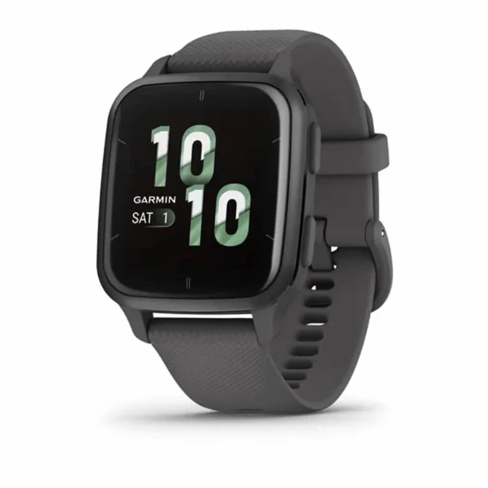 Garmin Venu Sq 2 - Montre connectée GPS Multisports avec écran AMOLED et Suivi santé - Gray avec Bracelet Gris foncé - Boîtier 40 mm Noir