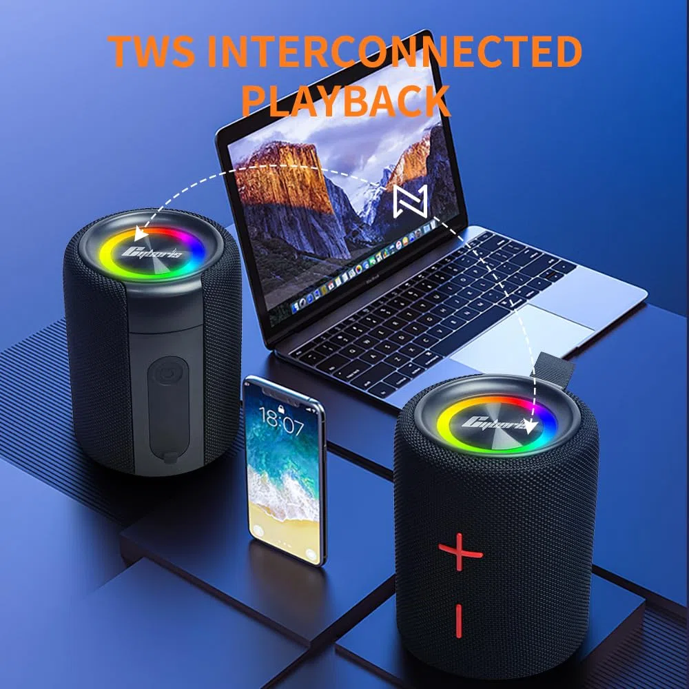CYBORIS Double haut-parleur Bluetooth 2 en 1 40 W étanche sans fil V5.3 basses profondes son stéréo puissant 24 h lecture véritable appairement