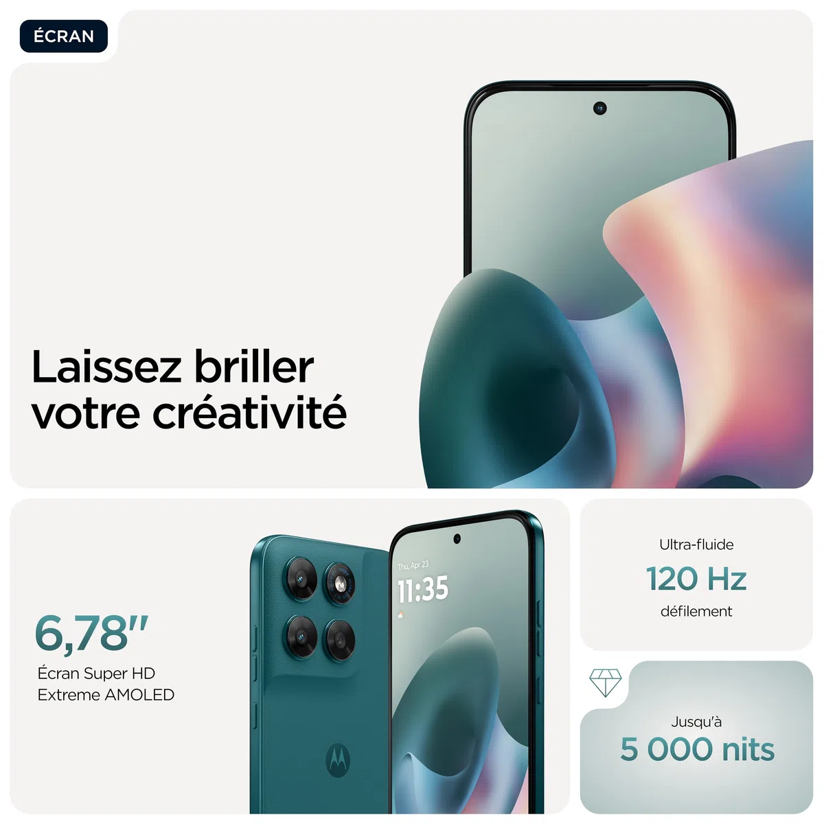 Motorola G77 8 256 5G, Pantone ShadedSpruce (Vert) | Triple capteur 108MP, écran 6,78" pOLED, batterie 5200 mAH