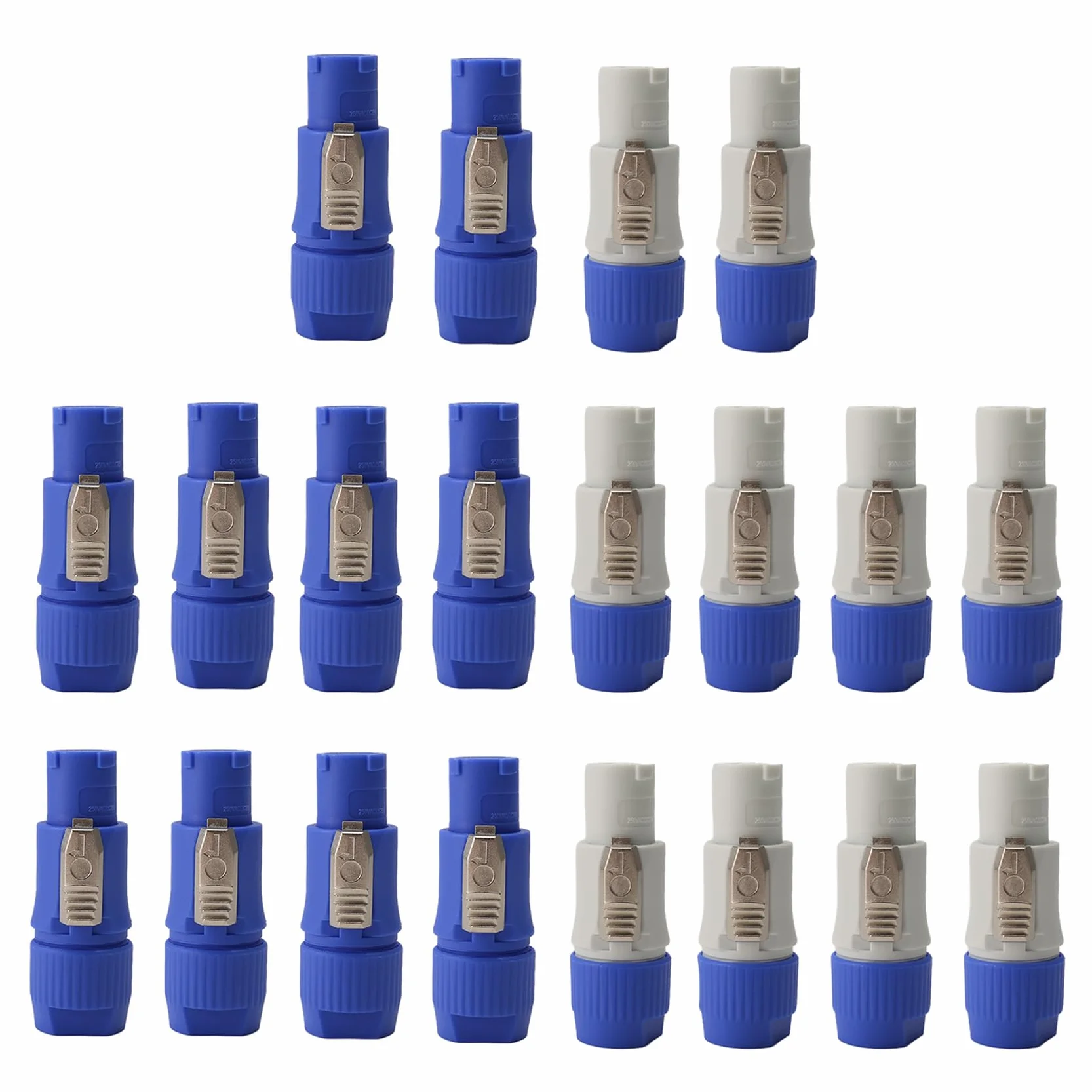 Lot de 20 prises Powercon NAC3FCB 3 broches 20 A 250 V CA Bleu