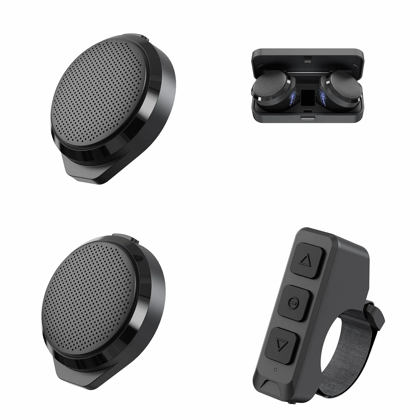 Intercom sans Fil Moto, Installé à L'intérieur du Casque, avec Télécommande sans Fil, sans Bruit de Vent, Longue Autonomie, Idéal pour la Moto, Le Ski et Le Vélo