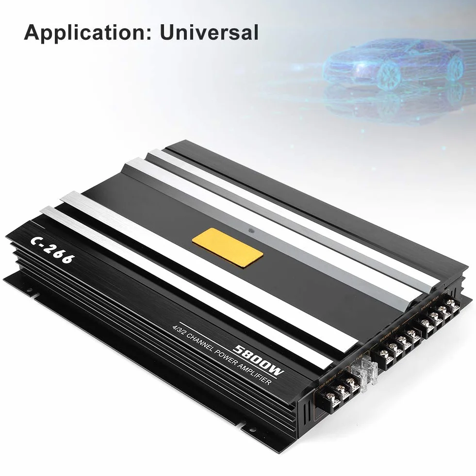 Qiilu Amplificateur Audio stéréo de Voiture, 12V 5800W Universel Voiture Camion amplificateur Audio stéréo amplificateur de Puissance de Haut-Parleur