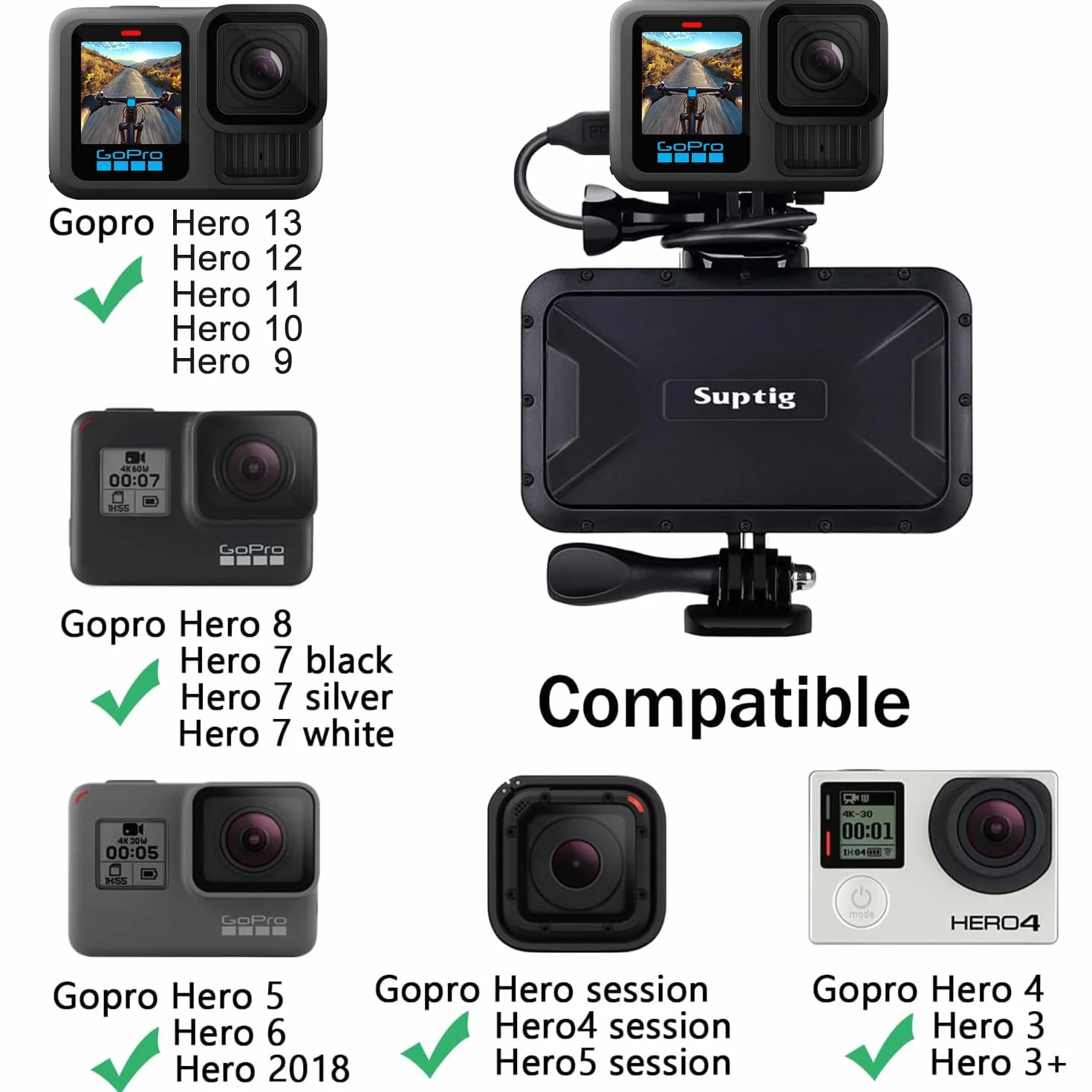 Suptig Chargeur Portable, Batterie Externe étanche 7800 mAh, Compatible avec GoPro Hero 13 Hero 12 Hero 11 Hero 10 Hero 9 Hero 8 Hero 7 Hero 6 Hero 5 Hero 4 Hero Session DJI Osmo AKASO Appareil Photo