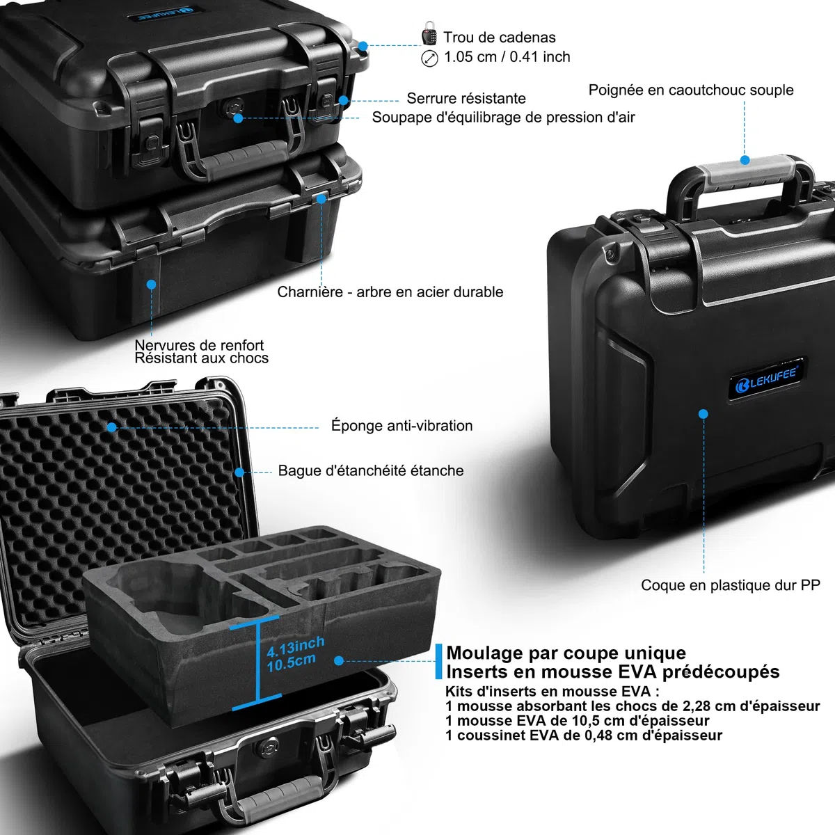Lekufee Étui de transport rigide étanche pour drone DJI Mavic 4 Pro, Creator Combo, Fly More Combo, DJI RC Pro 2/RC 2, batterie (7 pièces), concentrateur de charge et autres accessoires (étui