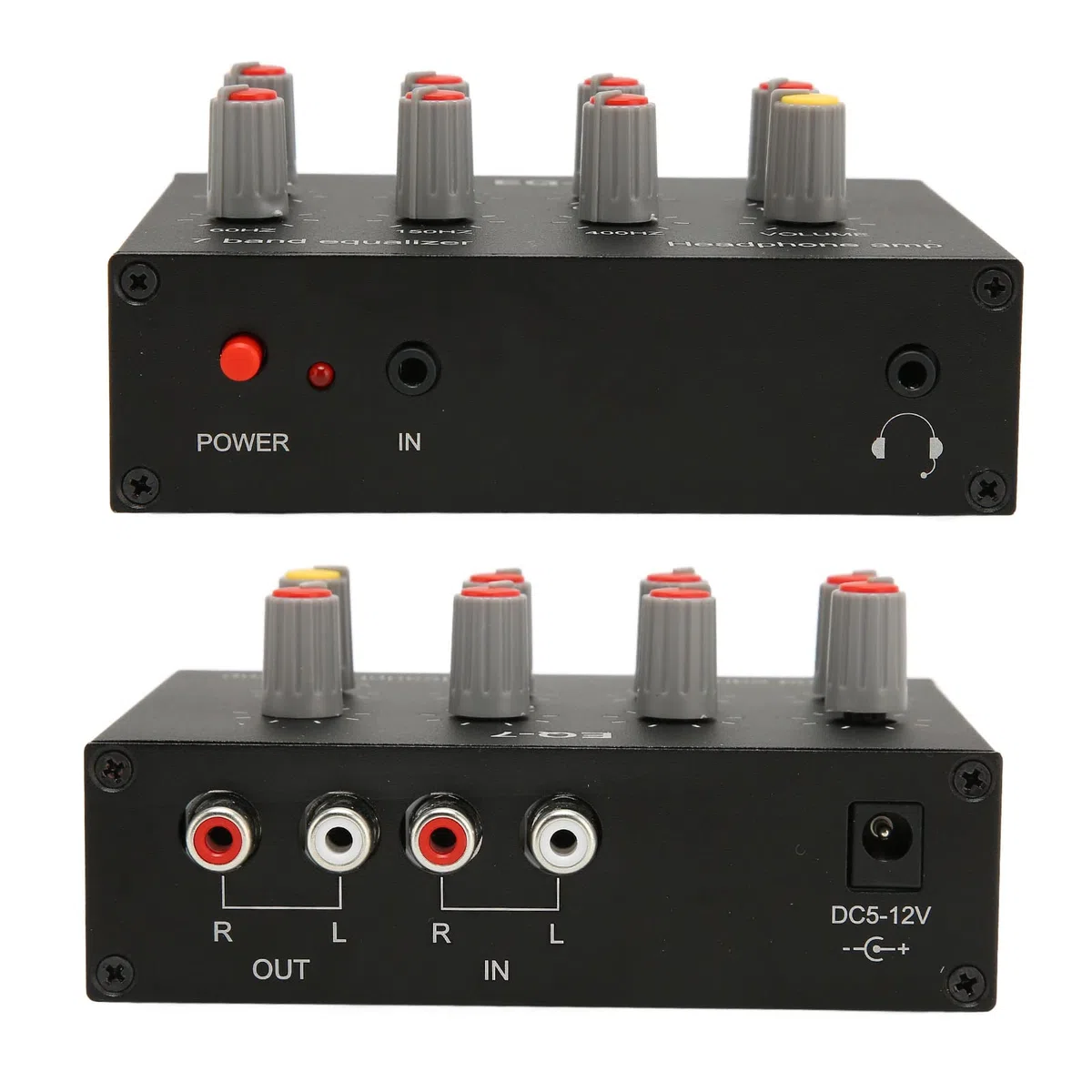 Egaliseur Audio pour Voiture à 7 Bandes, égaliseur numérique à Deux canaux 12dB, égaliseur pour amplificateur de Voiture avec Sortie/entrée, entrée auxiliaire 3,5 mm