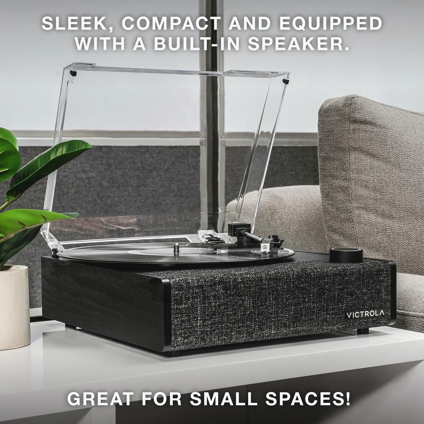 Victrola Eastwood II Tourne-Disque Finition chêne avec Haut-parleurs, Bluetooth 5.1 et Technologie Vinyl Stream, Lecteur Vinyle à 3 Vitesses, Cartouche Audio Technica AT-3600LA