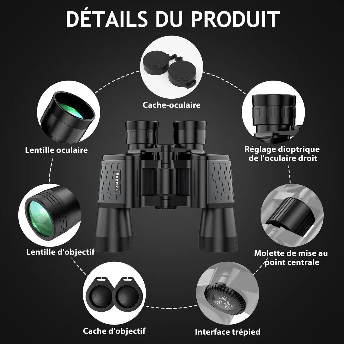 Jumelles HD 10x50 pour Adultes. Jumelles puissantes | Étanche et compact, adapté à l'observation des oiseaux et aux voyages. Vision par faible luminosité, poignée antidérapante