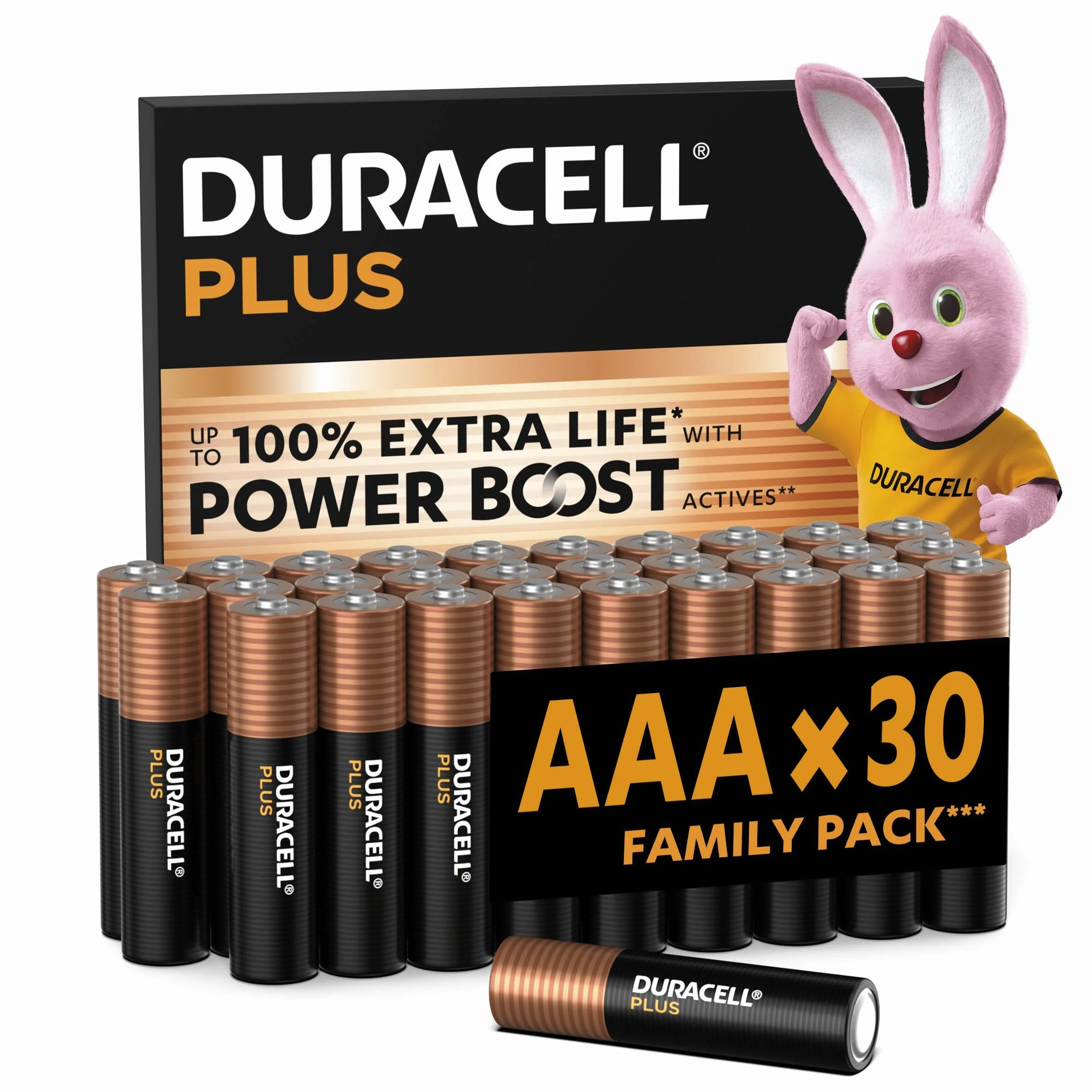 DURACELL Plus Piles AAA 1,5 V Alcalines Lot de 30
