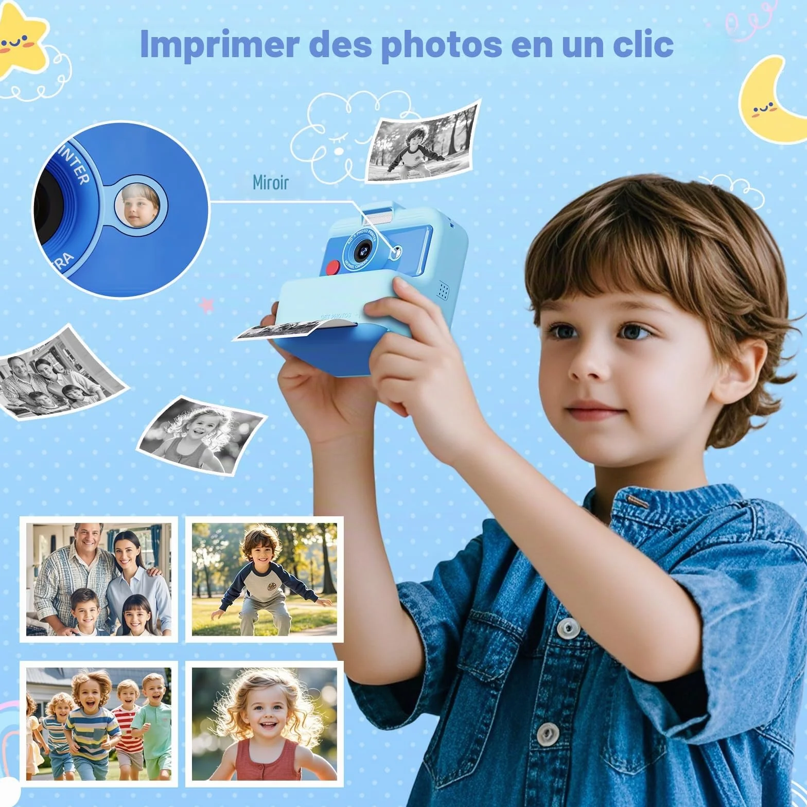 CAMCLID Appareil Photo Instantané Enfants 48MP 2,5K UHD avec Carte 32GB