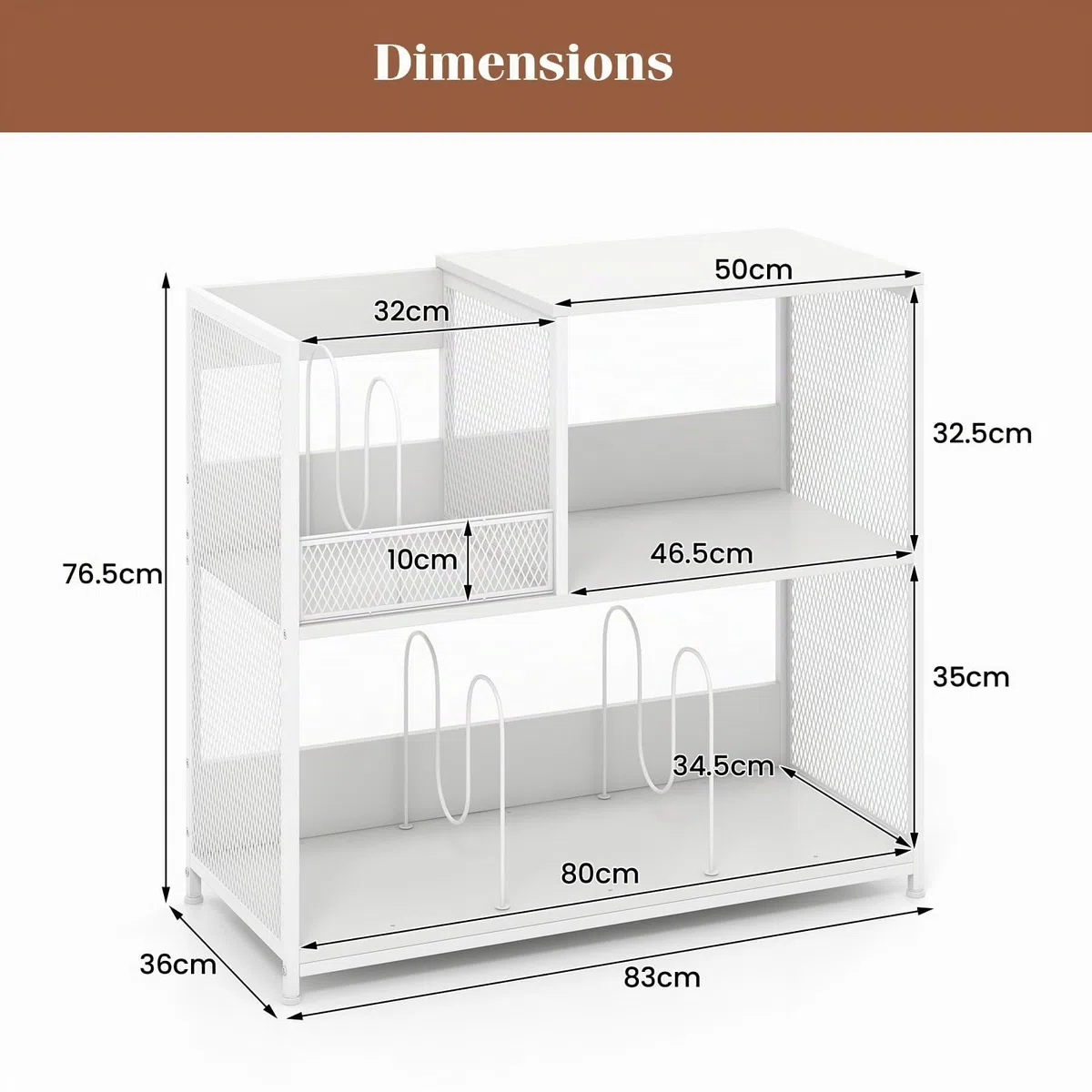 KOMFOTTEU Support de Disque Vinyle pour 300 Albums, Meuble Platine 3 Niveaux avec 3 Séparateurs Amovibles, Meuble Tourne-Disque, Pieds réglables, Style Vintage, 83 x 36 x 76,5 cm (Blanc)