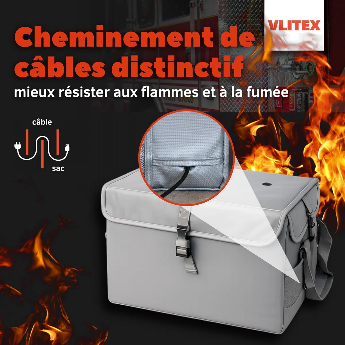 VLITEX Sac pour Batteries LiPo XL | Qualité supérieure | Tissu ignifuge | Sac de sécurité et protection pour stockage, charge, transport | Réduction des risques d’explosion | Lipo Safe Bag