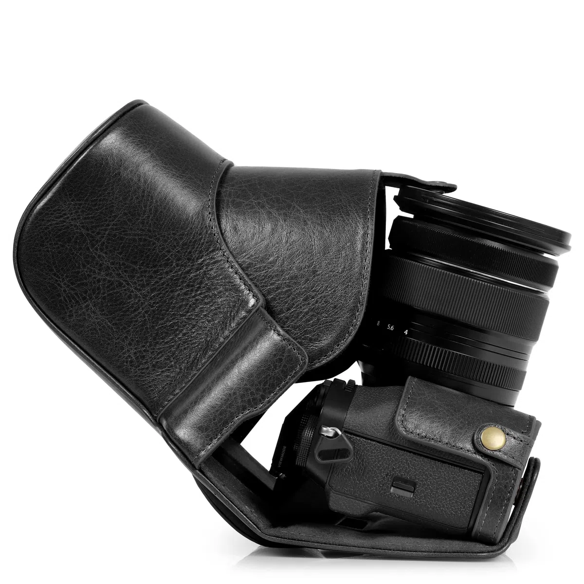 MegaGear Ever Ready Genuine Leather Camera Case Compatible with Fujifilm X-T5 (16-80mm)(Noir)