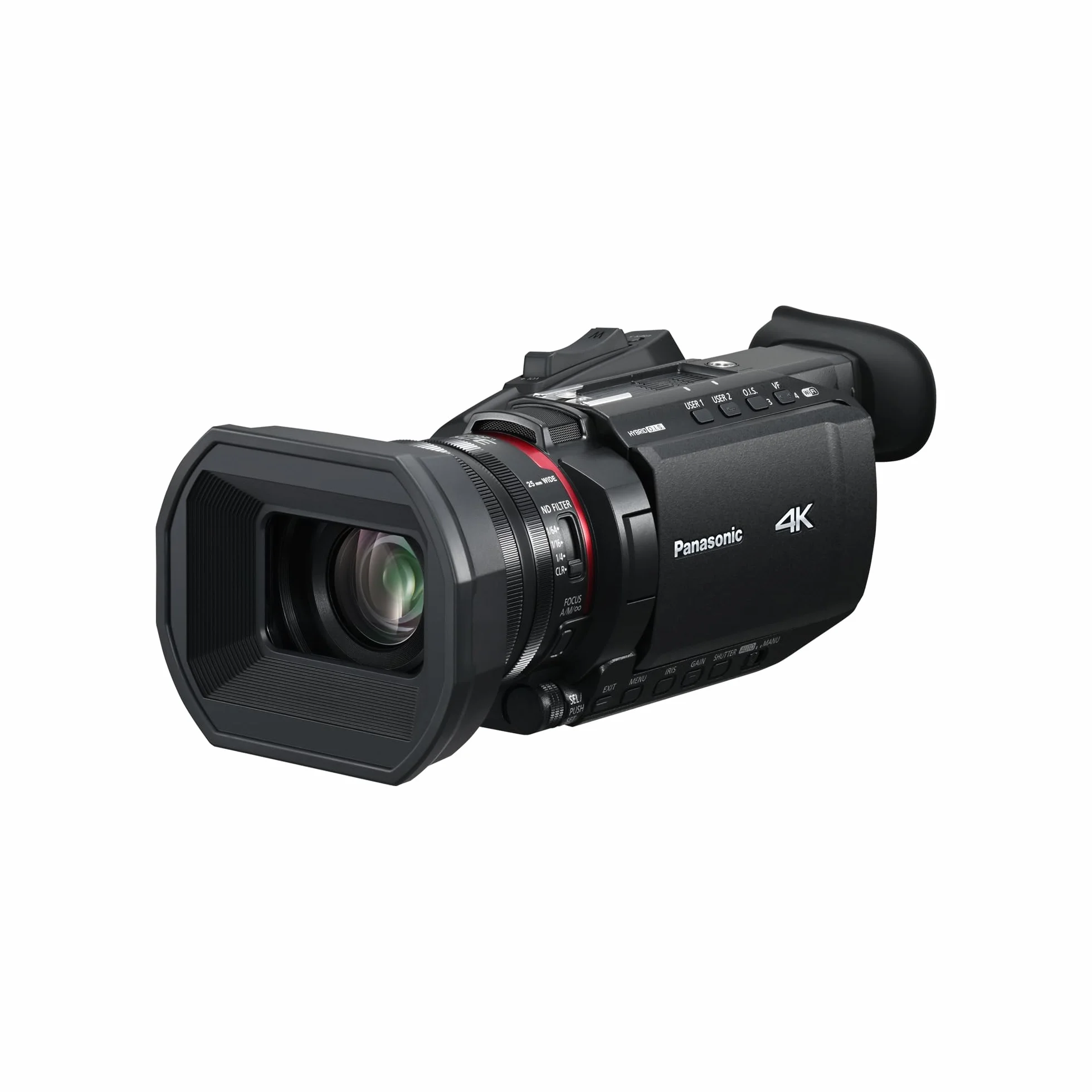 Panasonic X1600 | Caméscope Semi-Pro 4K (Qualité vidéo 4K 60p 10bit Interne, Zoom Optique 24x, Grand Angle 25mm, Stabilisé, Viseur inclinable, Ecran Tactile orientable, Live Streaming, USB-C) Noir