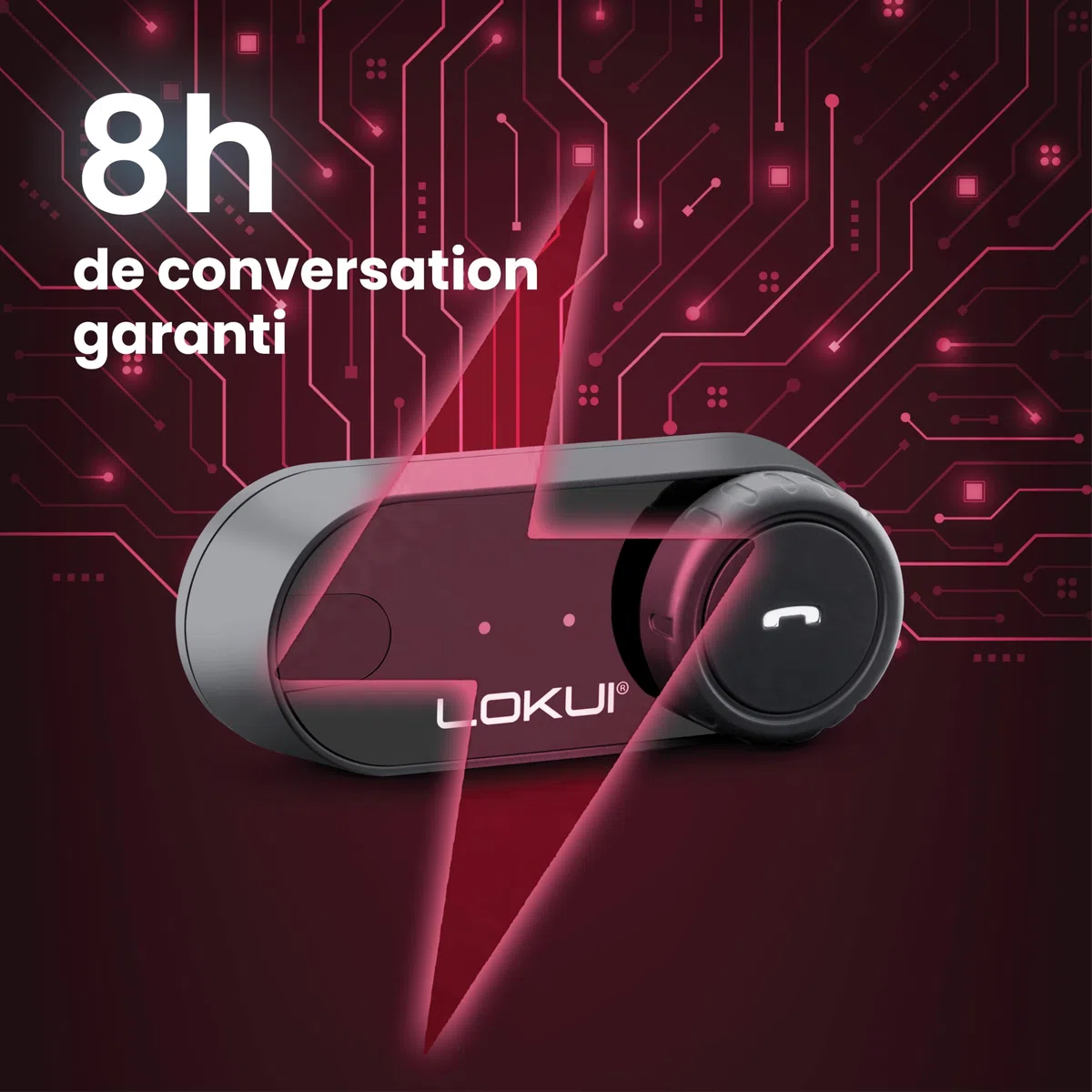 Midland- Intercom Moto Solo Individuel Lokui K30, Écouteurs Bluetooth sans Fil Casque Moto Étanche Universels, Portée 800m 2 Personnes, Batterie 10H Anti Bruit DSP, Enceinte Haut Parleur Hi-Fi, Micros