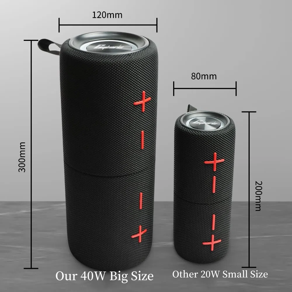 CYBORIS Double haut-parleur Bluetooth 2 en 1 40 W étanche sans fil V5.3 basses profondes son stéréo puissant 24 h lecture véritable appairement