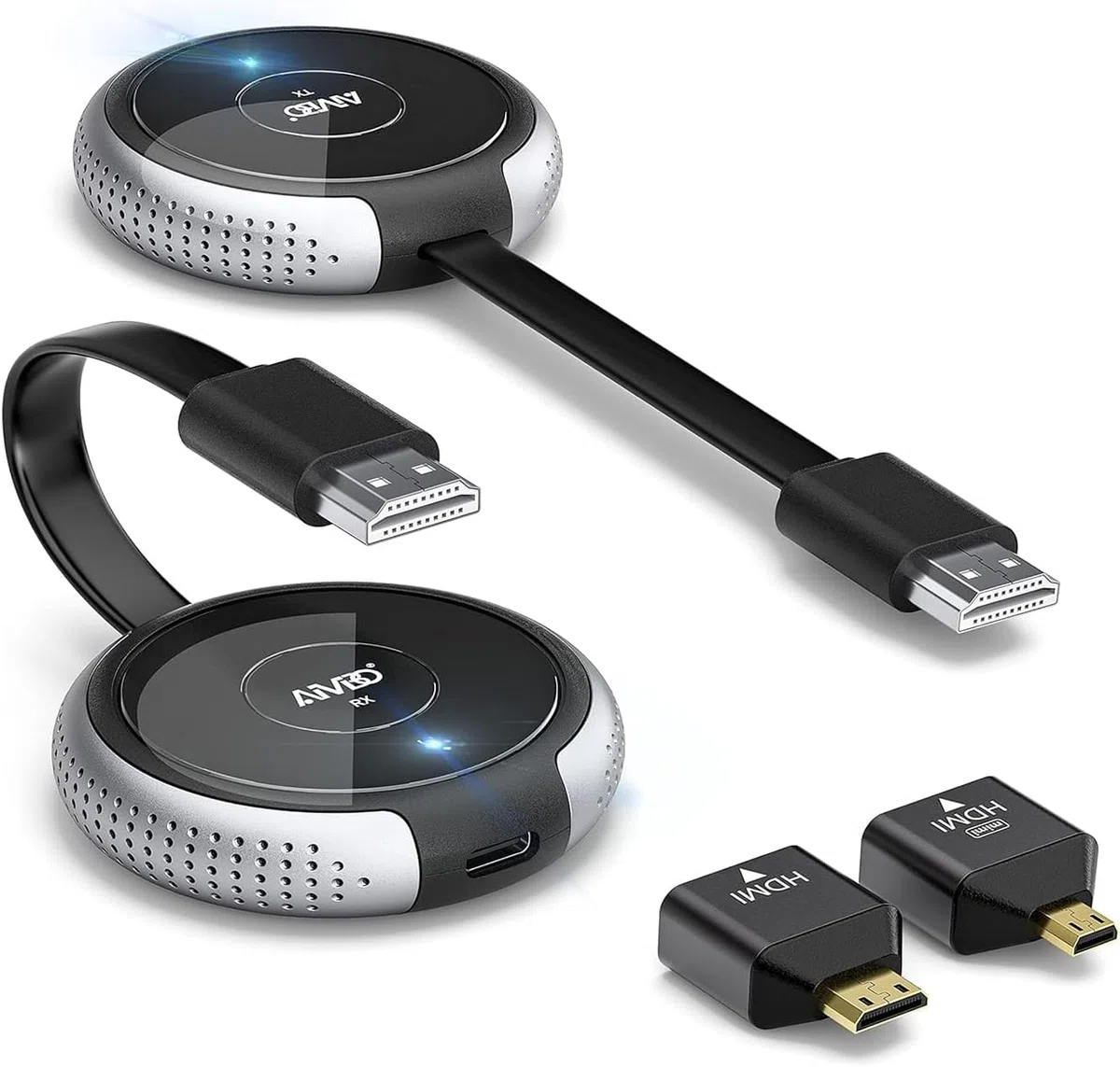 HDMI sans Fil, 4K/5G Rallonge Émetteur et Récepteur Ultra HD 164FT/50M, Prise en Charge Multilingue, Lecteur de Streaming Audio Vidéo, pour Laptop/PC/Camera vers HDTV/Projector/Monitor