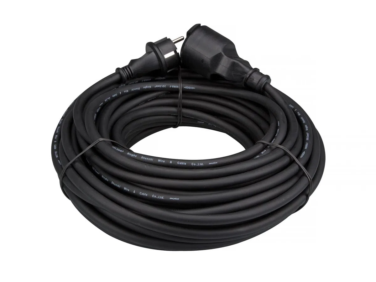Perel Rallonge H05RR-F 3G1.5 25m 16A/230V 3680W Type E/F IP44 Caoutchouc Noir