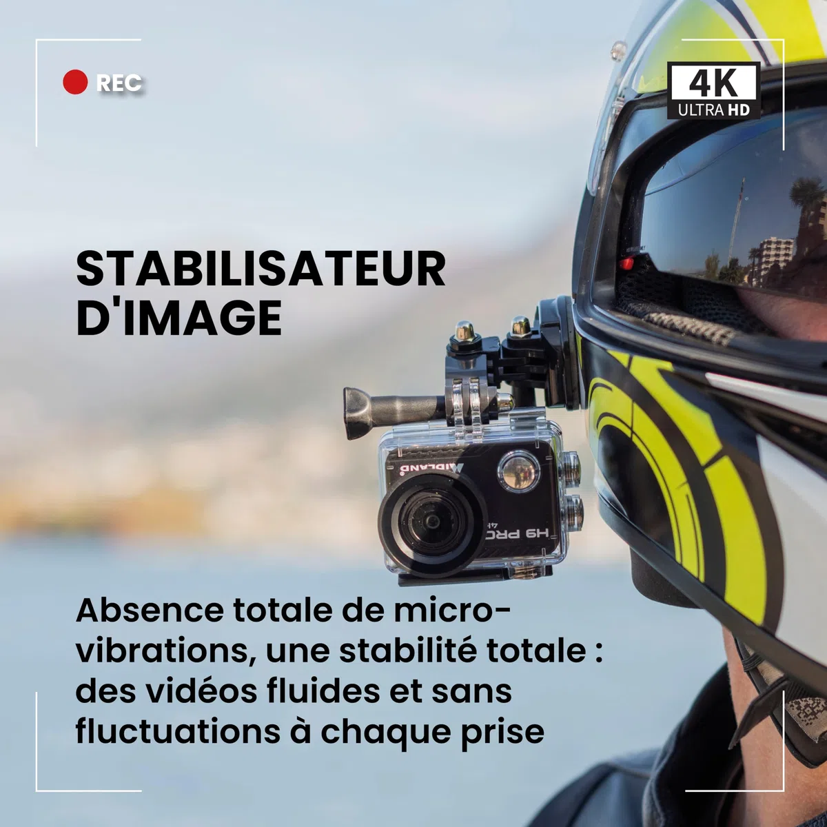 Midland - Camera Sport 4K H9 Pro WIFI Remote Control, Camescope Caméra Video Plongée Sportive, Appareil Photo Sous Marin 30m Autonomie 2H 30fps Photo 20MP, Touchscreen IPS 7 Modes, Contrôle Smartphone