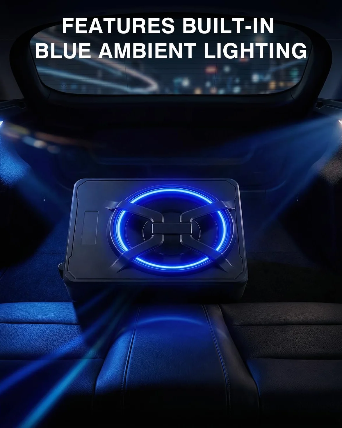 Subwoofer Actif pour Voiture, s'adapte sous Les sièges, Puissance maximale 1200 W, 10 Pouces, avec éclairage d'ambiance, Module amplificateur intégré, subwoofer Compact et Puissant